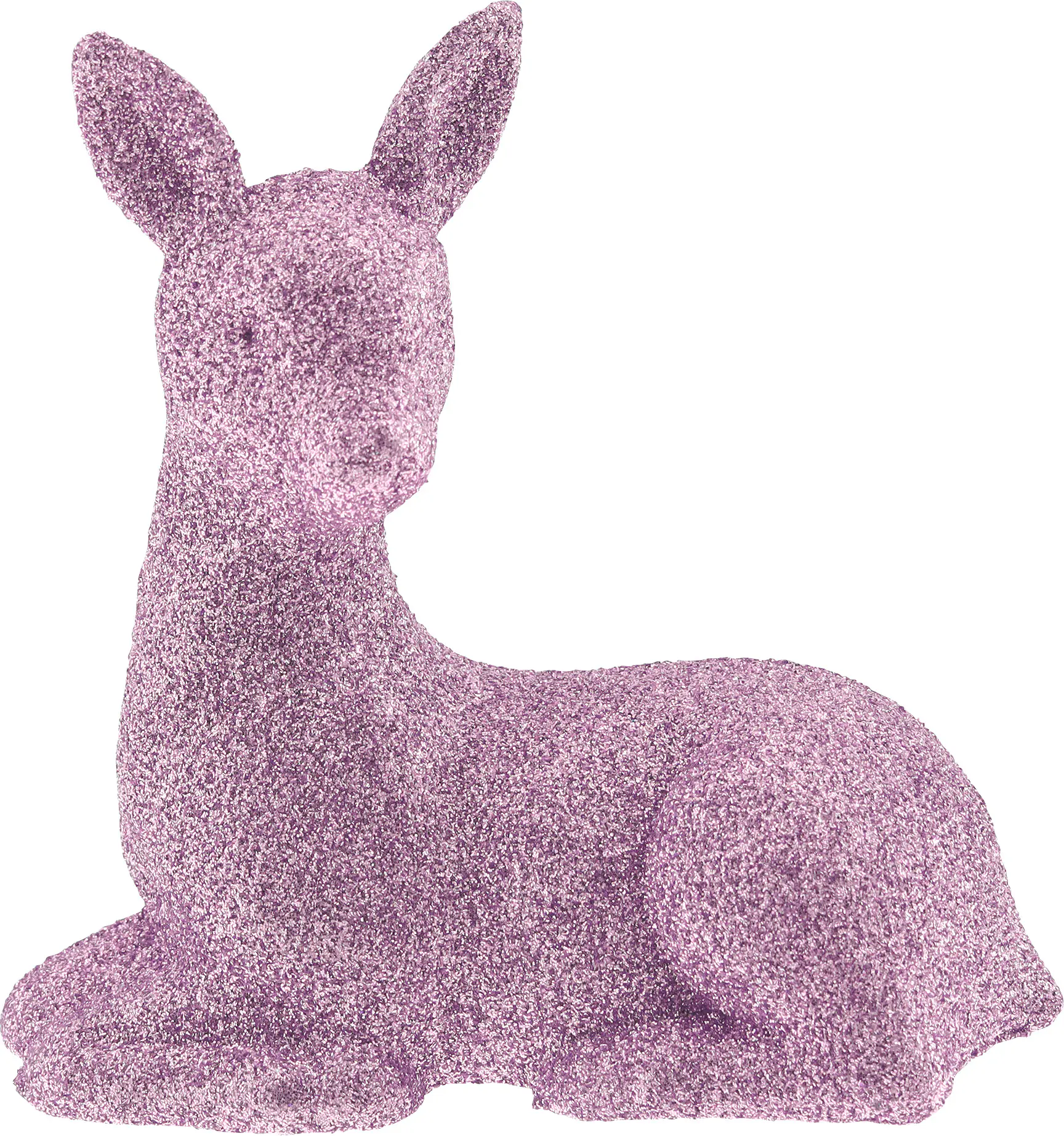 Dekofigur Reh liegend mit Glitzer Kunststoff 12 cm rosa 