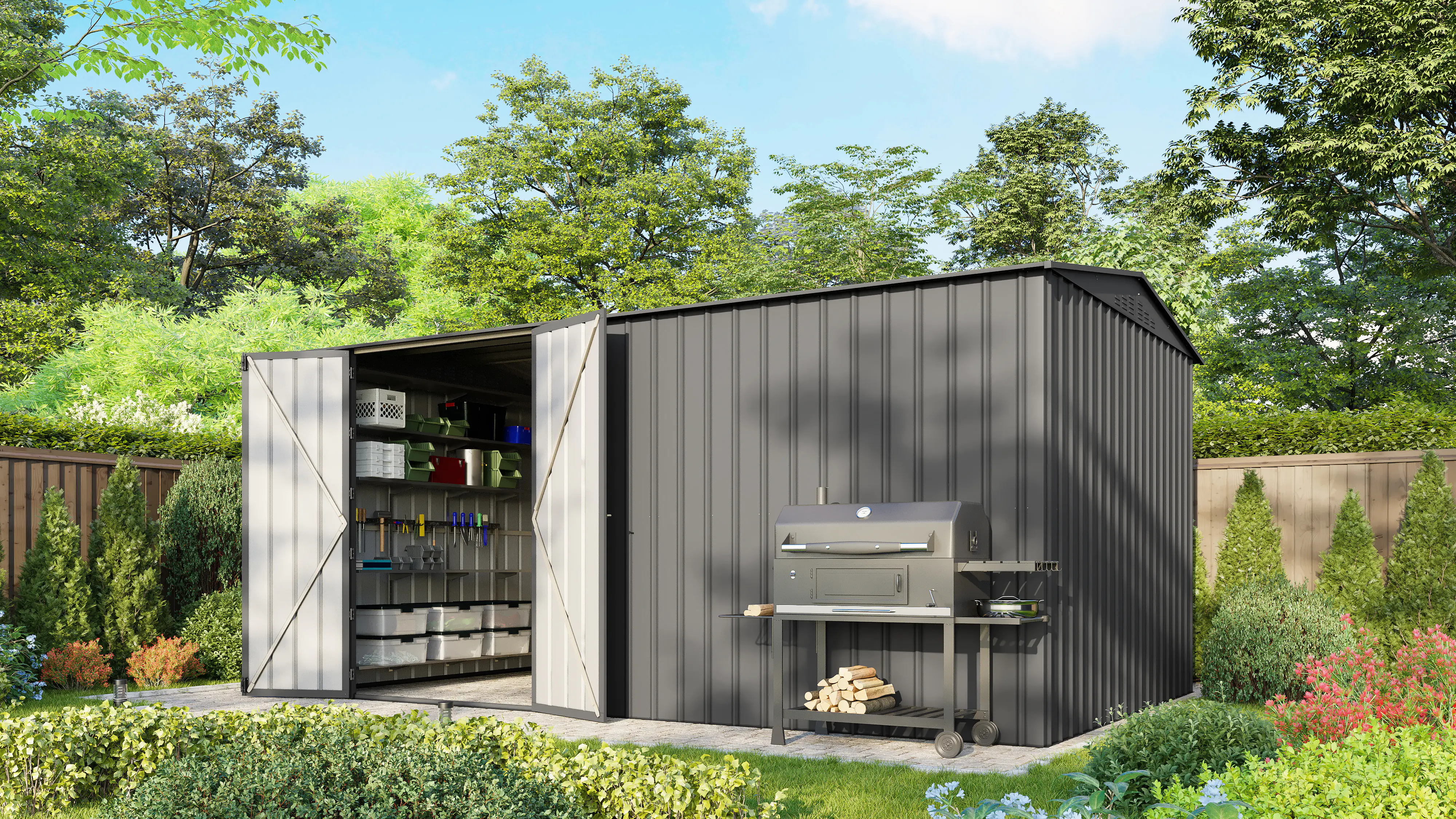 Globel Metallgerätehaus Worker MWK 1510 464 x 308 x 225 cm anthrazit