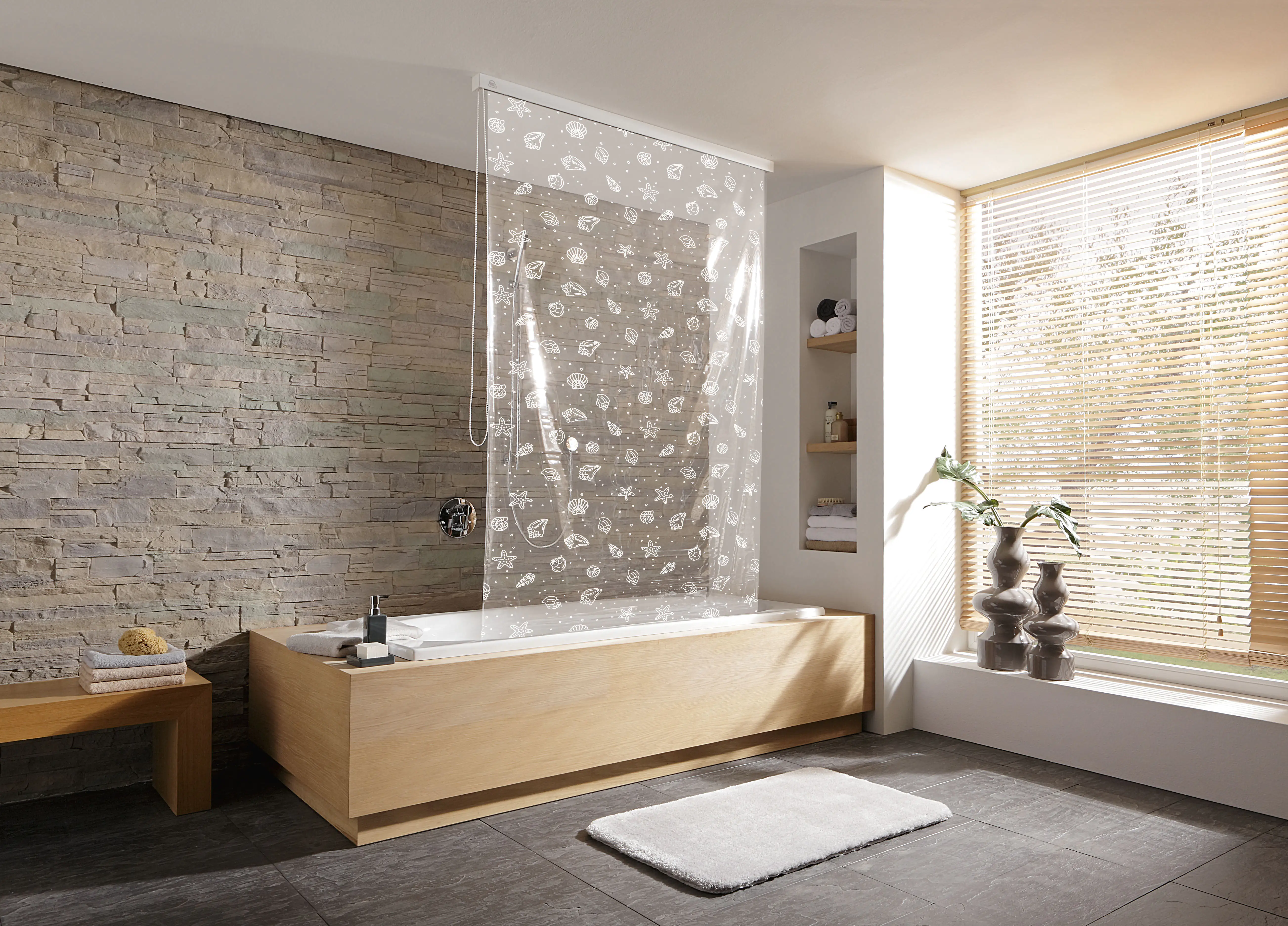 4004478211797_2 Kleine Wolke Duschrollo für Leerkassette 128 x 240 cm / schneeweiß