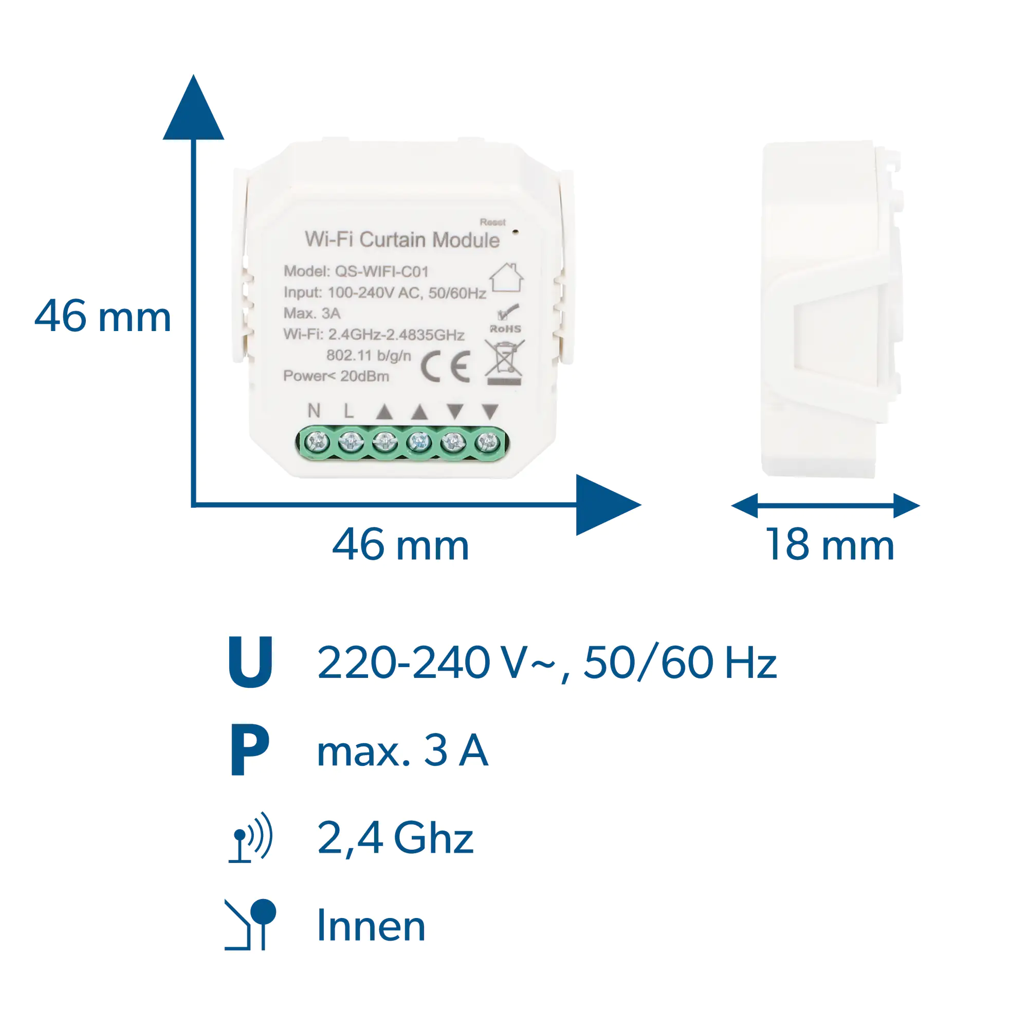 Unitec WIFI Jalousie-Einbaumodul steuerbar per Tuya-App