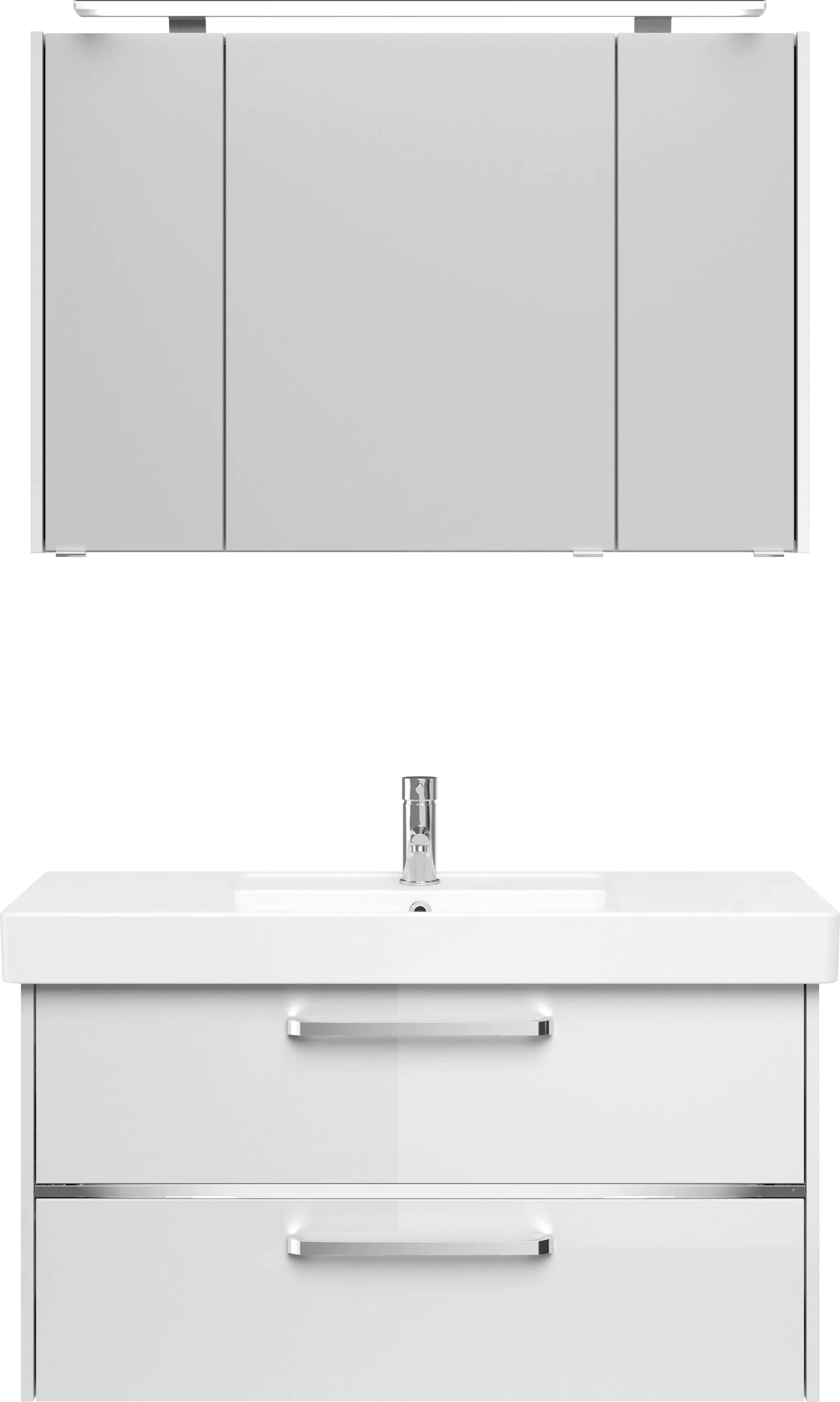 Primaster Badmöbel-Set Berlin weiß 105 cm LED-Leuchten, Keramikwaschtisch