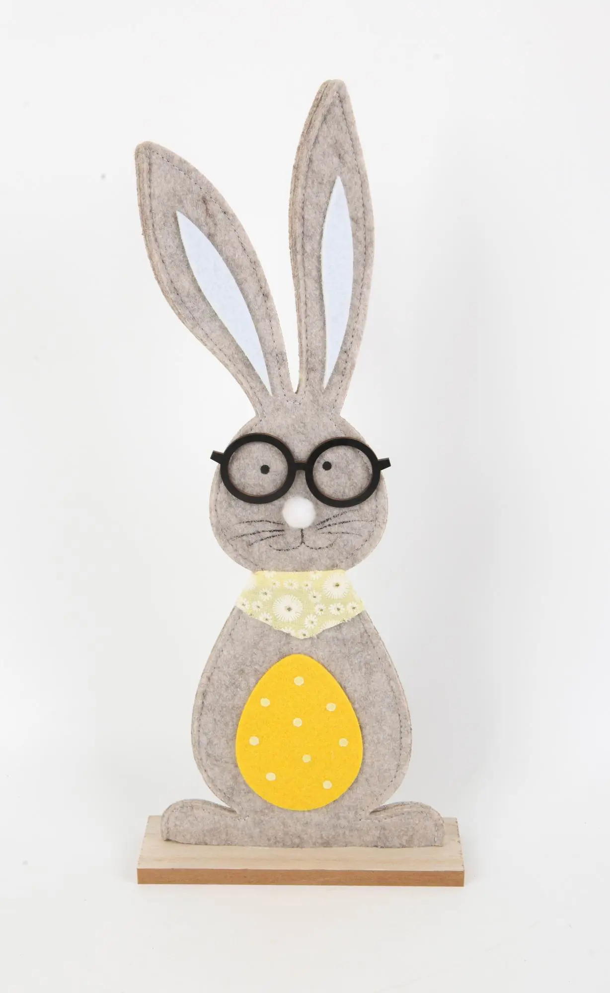 TrendLine Dekoaufsteller Hase mit Brille & Osterei Holz 37 x 16 cm natur