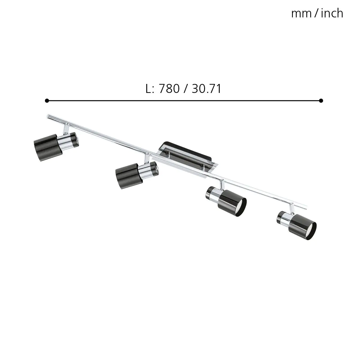 Eglo 4er Spot Davida 1 nickel-nero 78 x 7 cm GU10, warmweiß