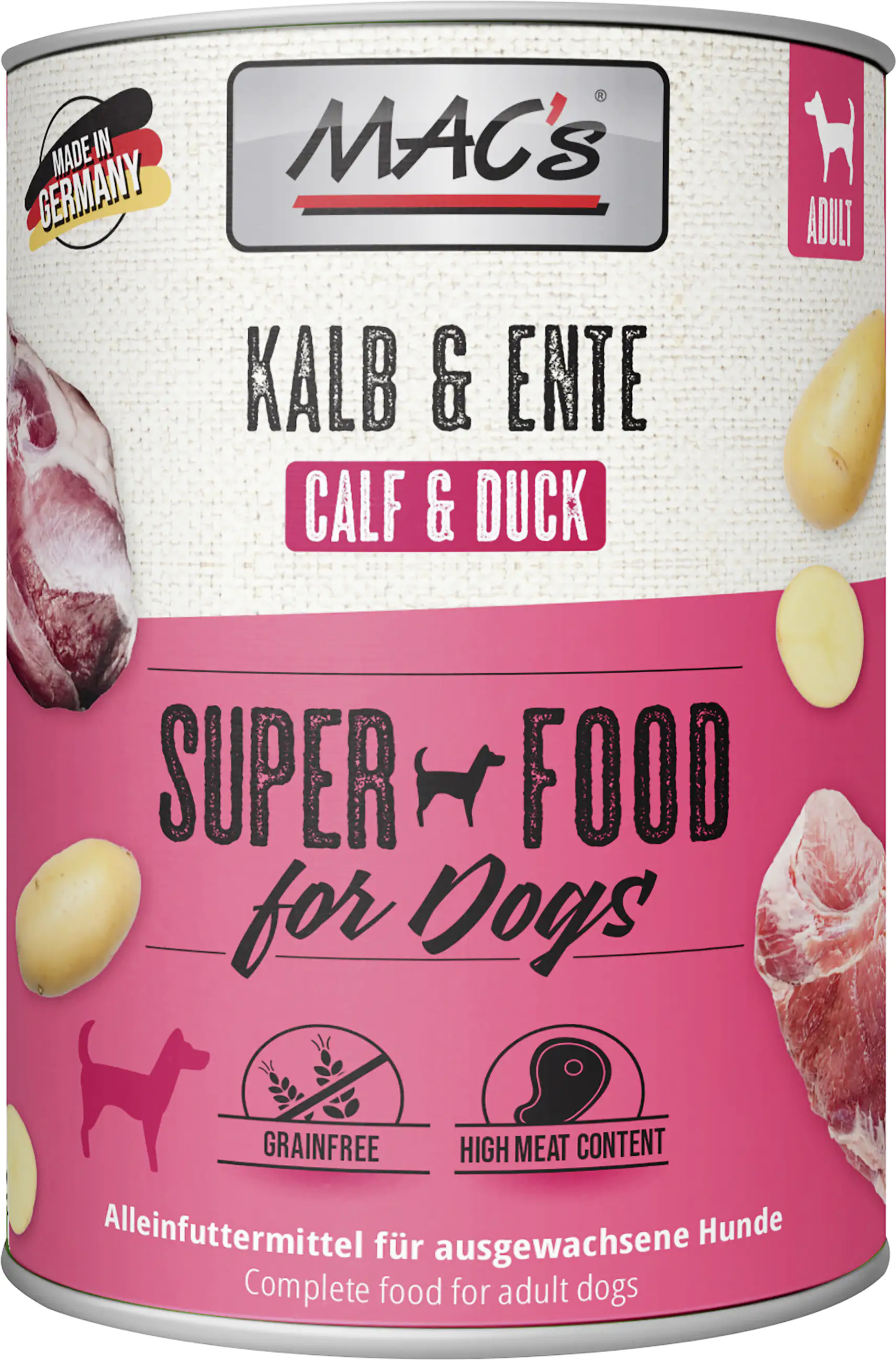 Macs Dog Hundenassfutter Adult getreidefrei 800 g Kalb & Ente
