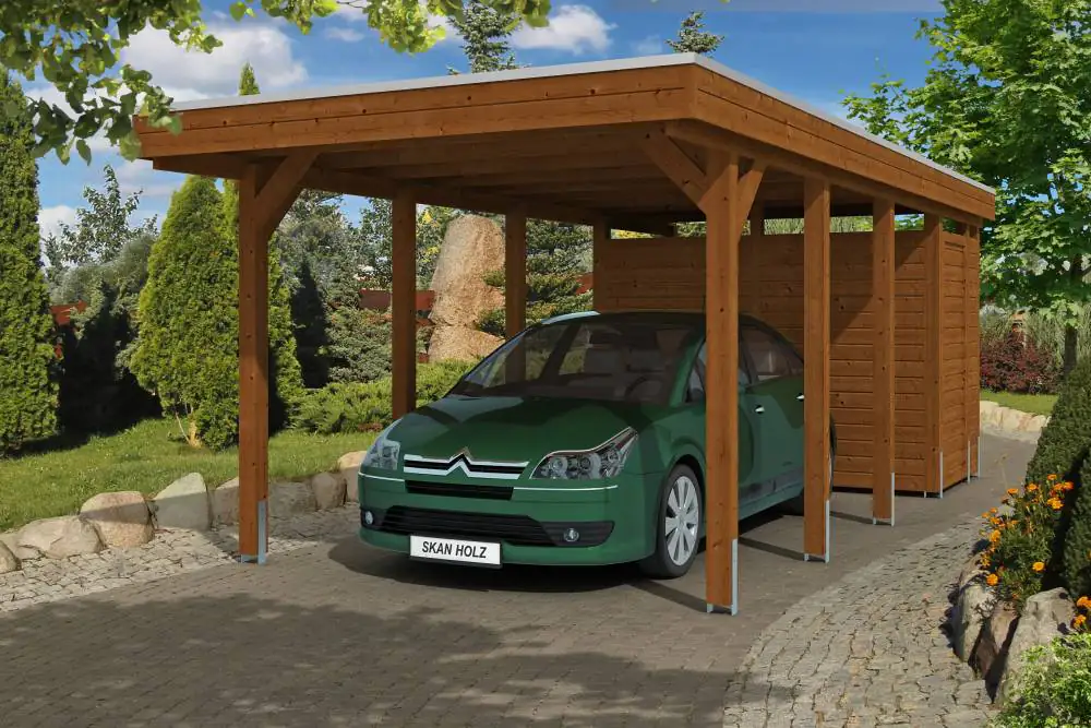 SKAN HOLZ Carport Friesland Set 2 314 x 708 cm, lasiert in Nussbaum SKAN HOLZ Carport Friesland Set 2 314 x 708 cm, lasiert in Nussbaum