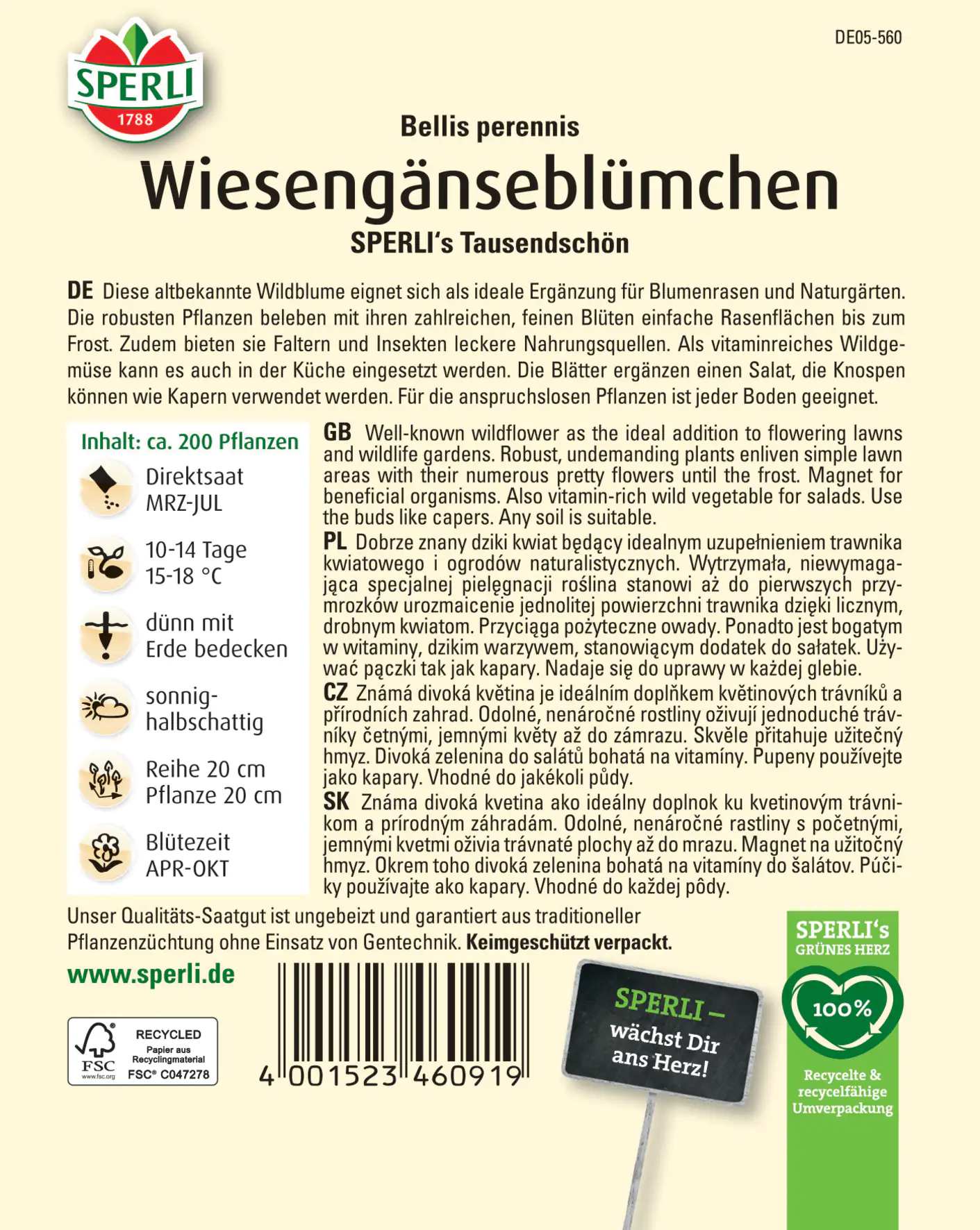 Sperli Wiesengänseblümchen SPERLI's Tausendschön