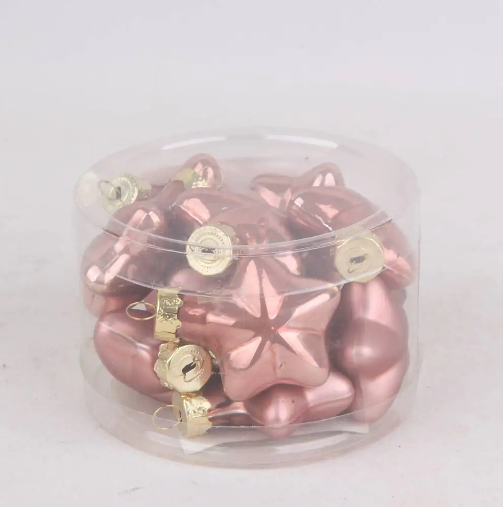 2076601538714 TrendLine Mini-Glas-Sterne Ø 4 cm, marmor pink, 12 Stück