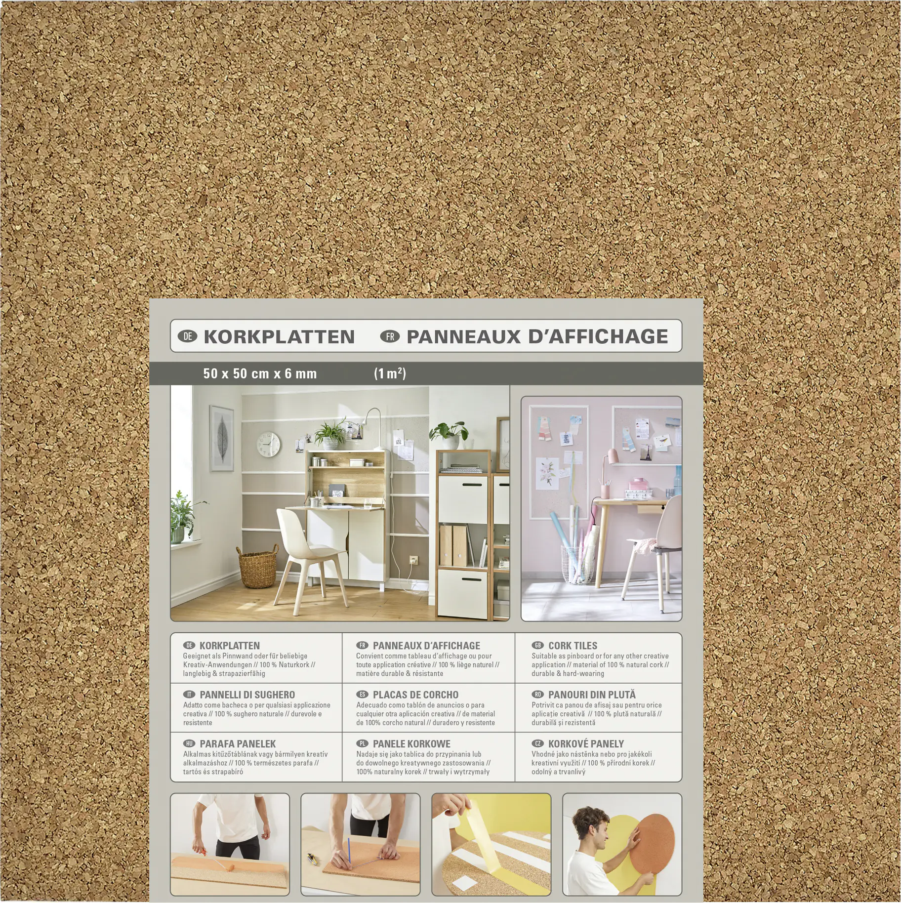 Decosa Korkplatten 50 x 50 cm 4 Stück 