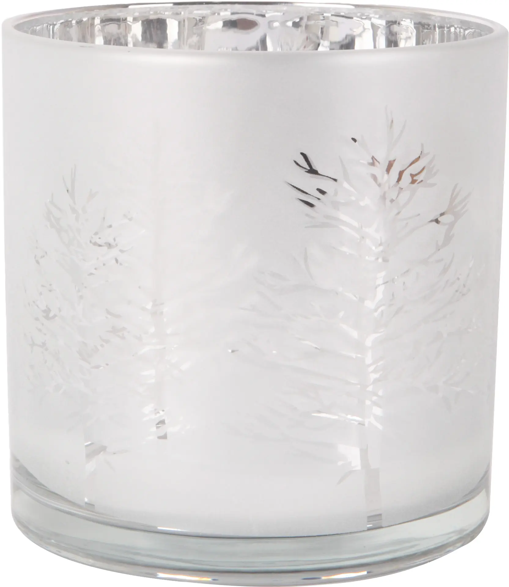 Windlicht Baum Glas Ø 15 x 15 cm silber weiß