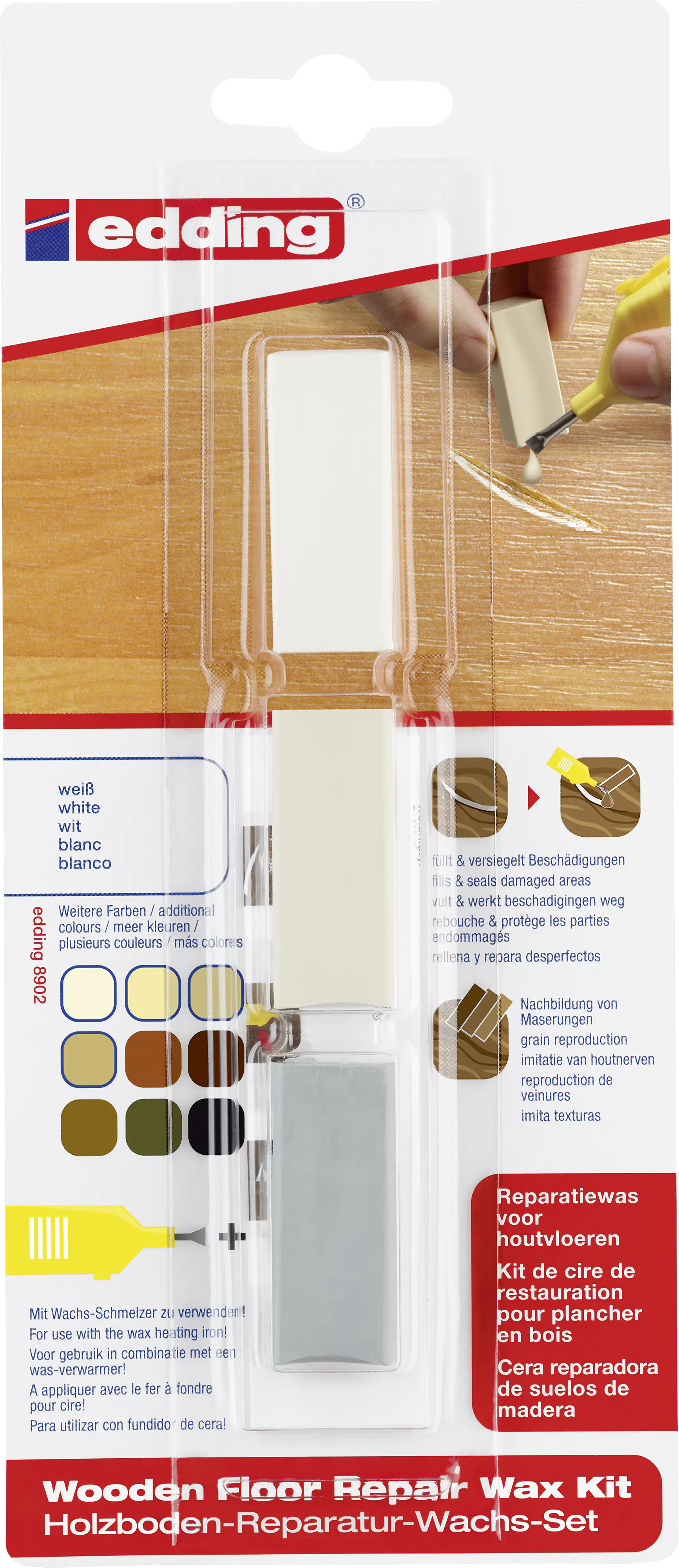 Edding Holzboden-Reparaturwachs-Set 8902 weiß Edding Holzboden-Reparaturwachs-Set 8902 weiß