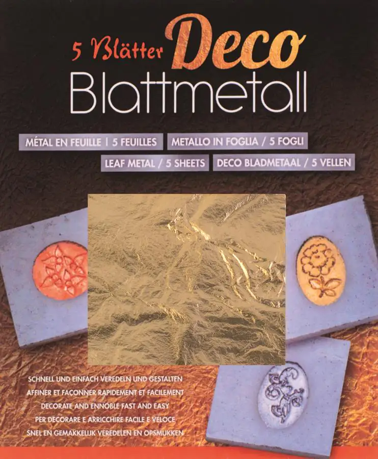 Glorex Blattmetall goldfarben 14 x 14 cm, 5 Blatt