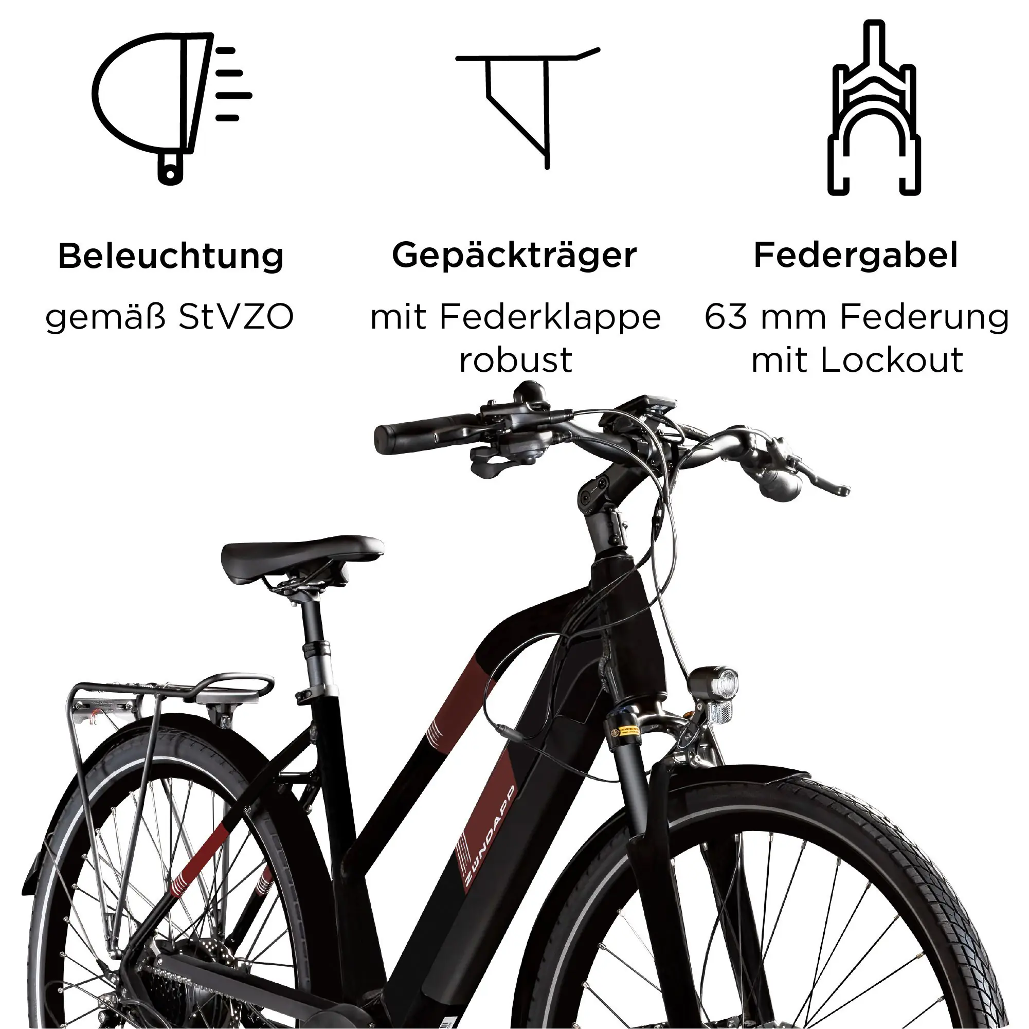 Zündapp E-Bike Z810 Trekking 28 Zoll 8-Gang 550 Wh schwarz rot 