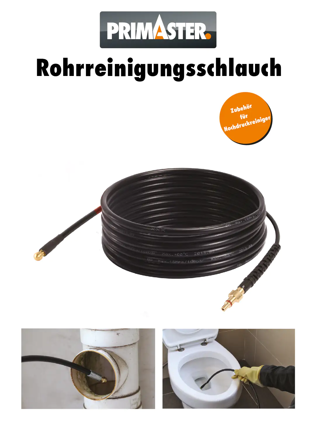 Primaster Rohrreinigungsschlauch für Hochdruckreiniger 10 m