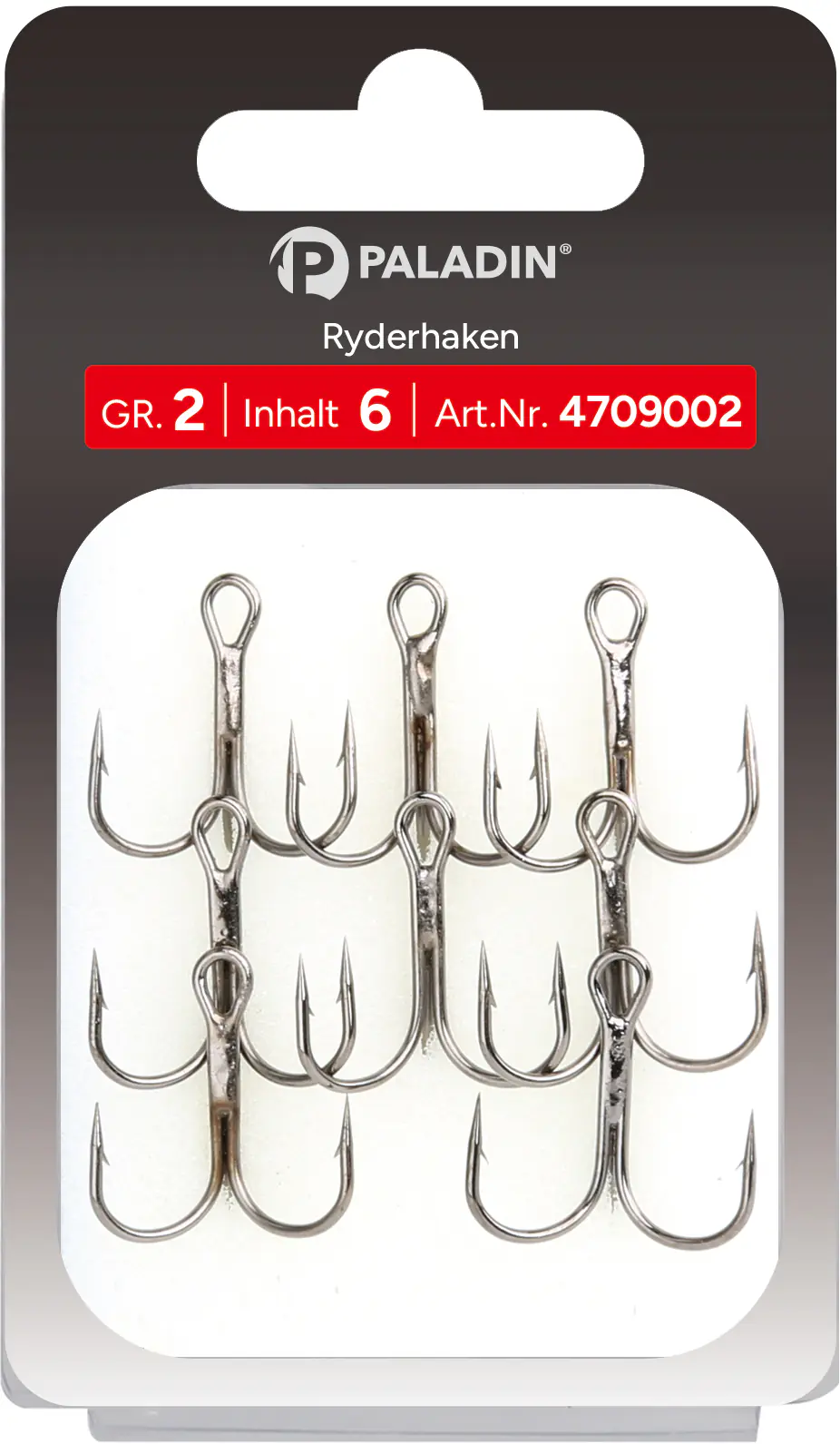 Paladin Angelhaken Drilling Gr. 4 Größe 4/gunsmoke/8 Stück