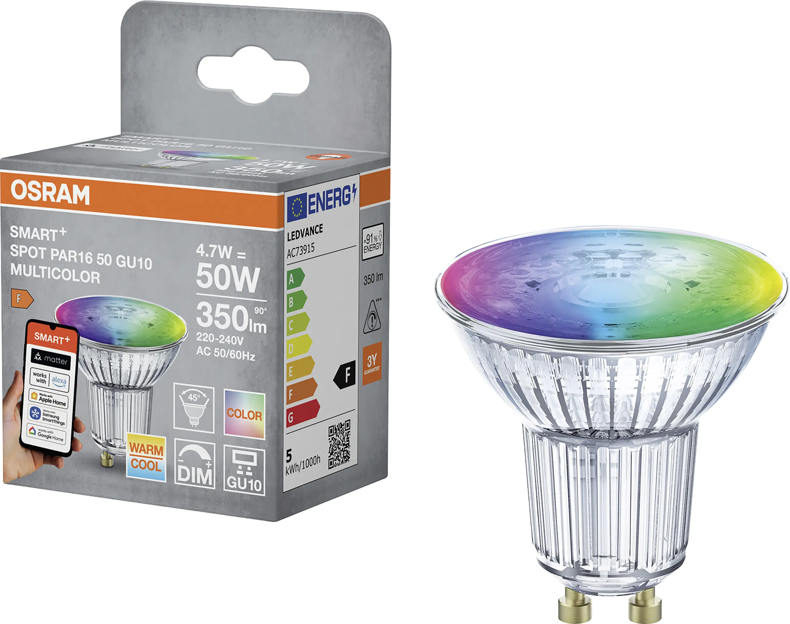 Osram SMART+ Matter Leuchtmittel GU10 PAR16 45° 4.7W RGBW 