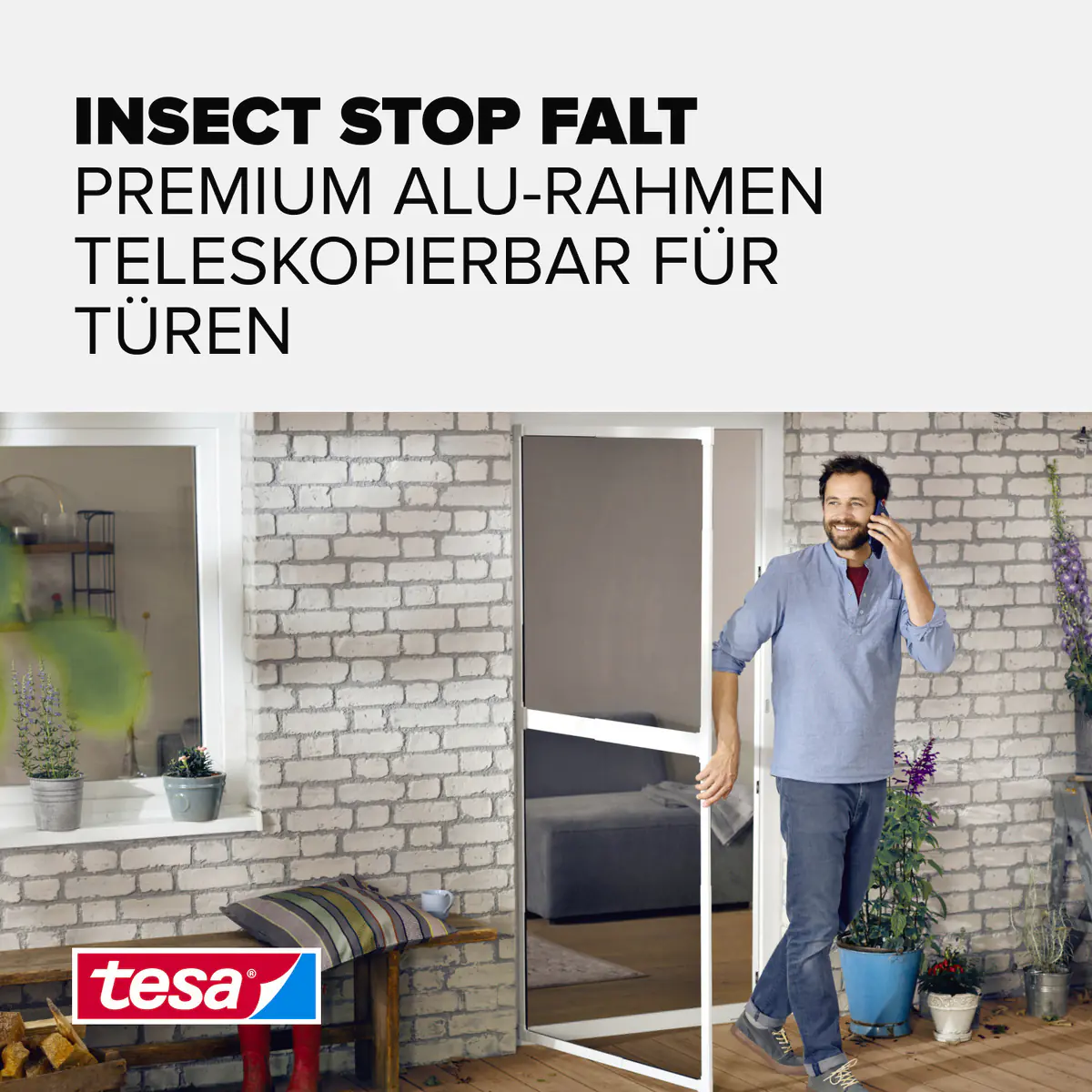 tesa Fliegenschutz-Tür FALT 100 x 220 cm anthrazit/weiß kürzbar