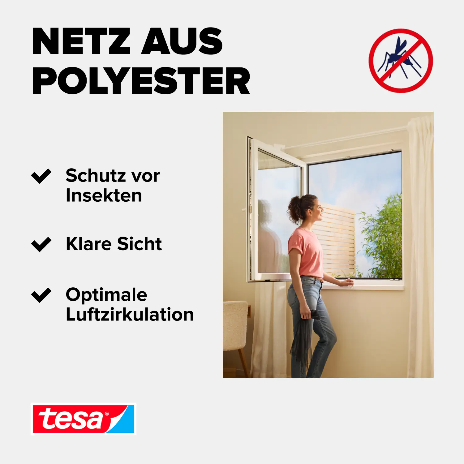 tesa Insektenschutz-Fenster COMFORT 100 x 100 cm anthrazit