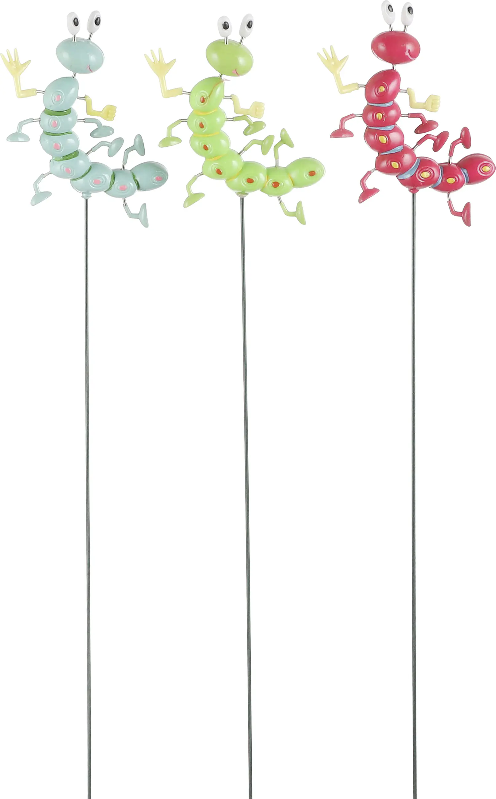 Mica Gartenstecker Raupe blau rosa grün 11 x 2 x 67 cm