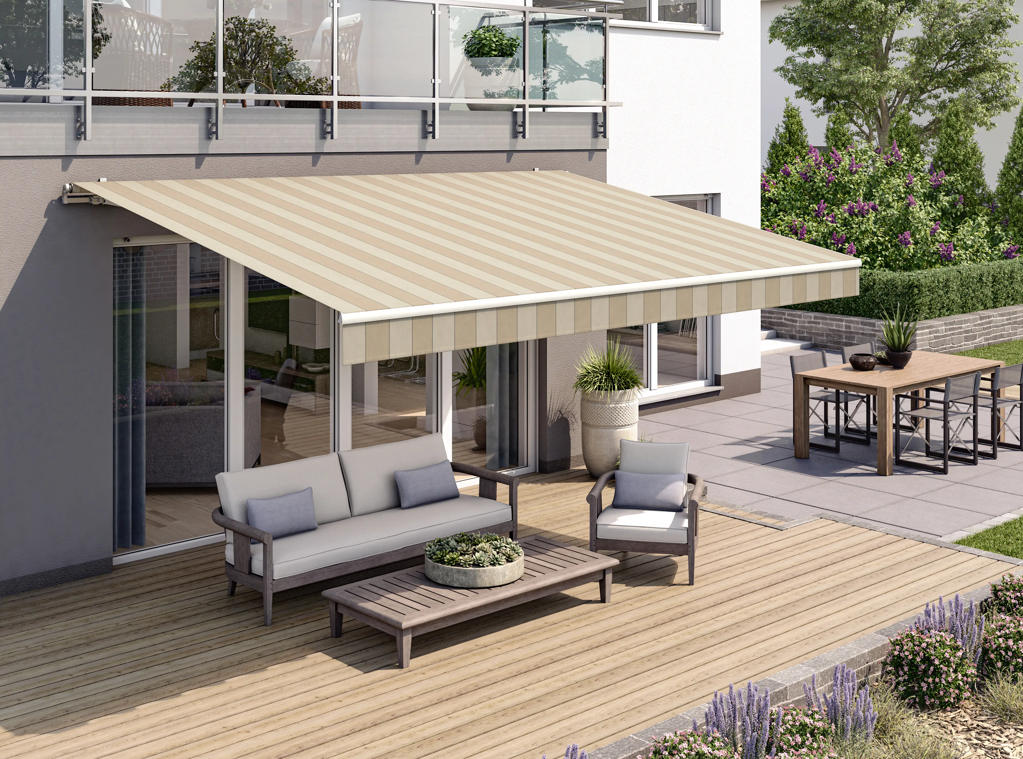 Gelenkarmmarkise Classic beige gestreift inkl. Handkurbel