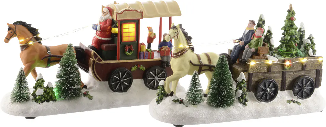 Kaemingk LED Pferd mit Kutsche 30 x 11 x 17 cm