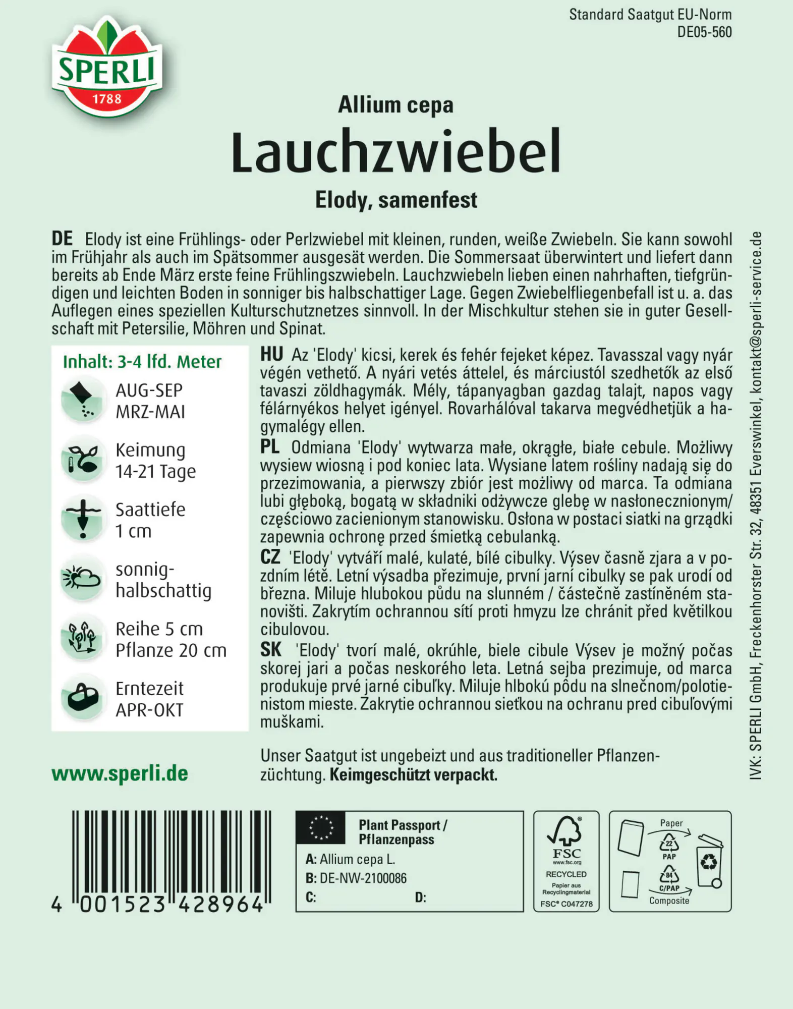 Sperli Lauchzwiebel Elody