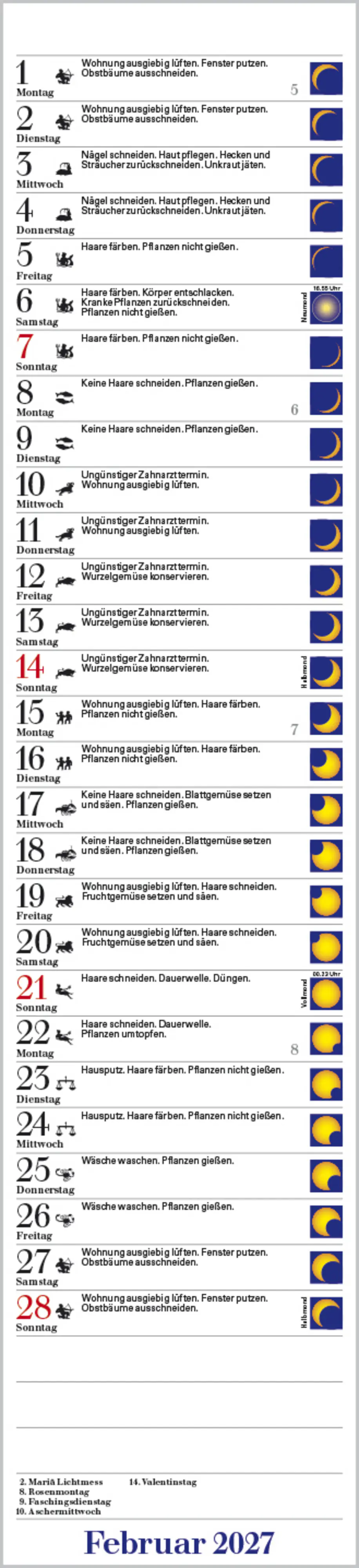 Korsch Kalender Langplaner Mond 2027