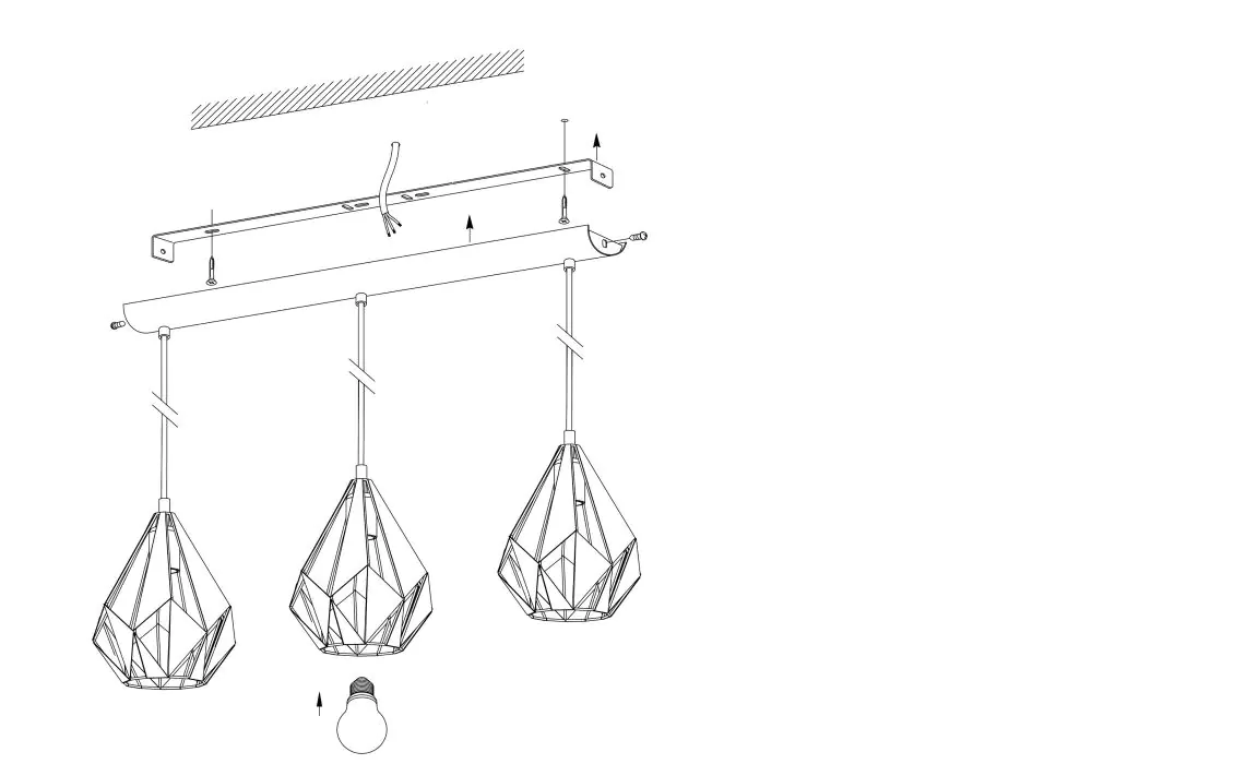 Eglo 3er Pendelleuchte Carlton 1 schwarz-kupfer 80,5 x 20,5 cm E27