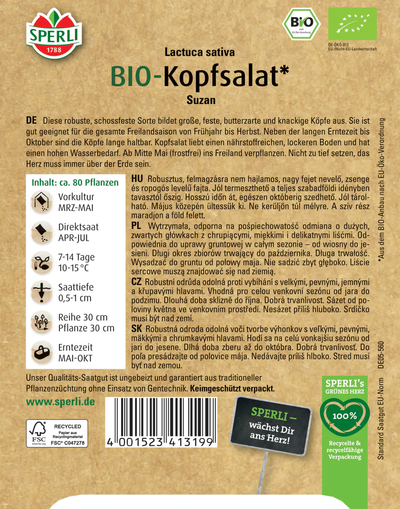 Sperli BIO Kopfsalat Sperli BIO Kopfsalat