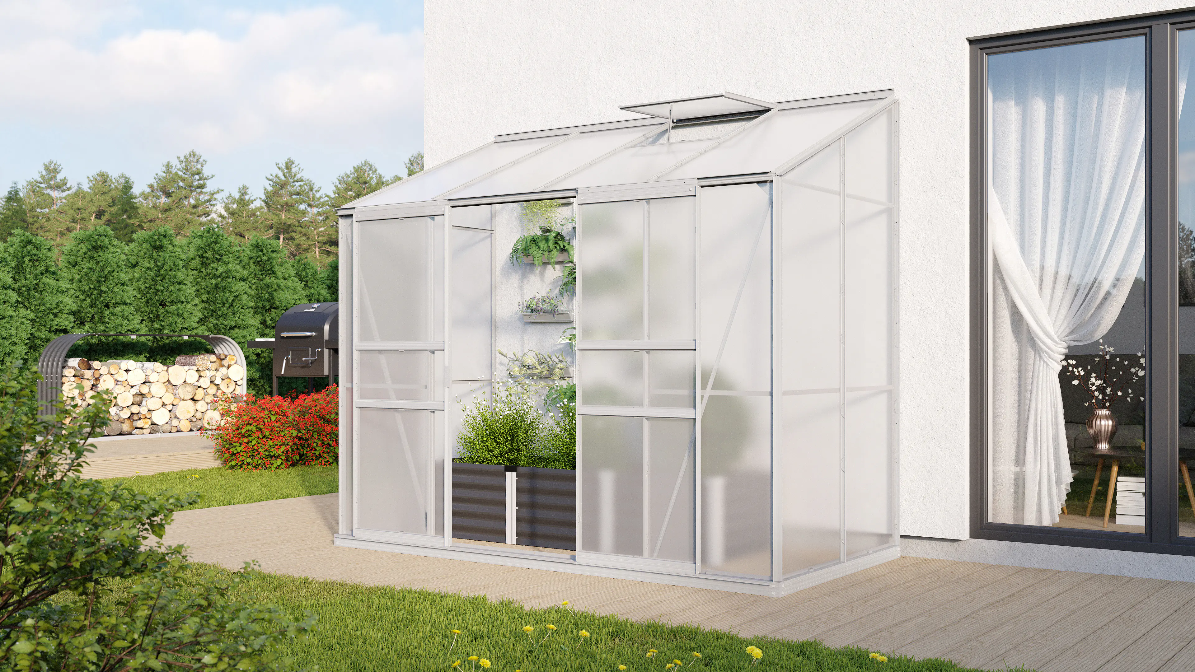 Vitavia Anlehngewächshaus Styx 3300 128 x 254 cm 4 mm Hohlkammerplatten