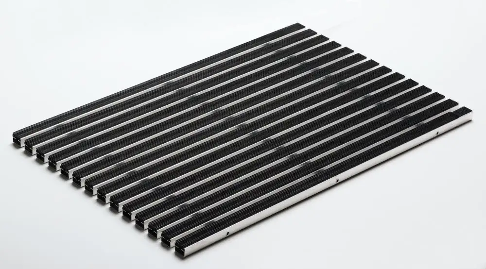 ACO Schuhabstreifermatte Alu schwarz, mit Gummistreifen, 75 x 50 cm