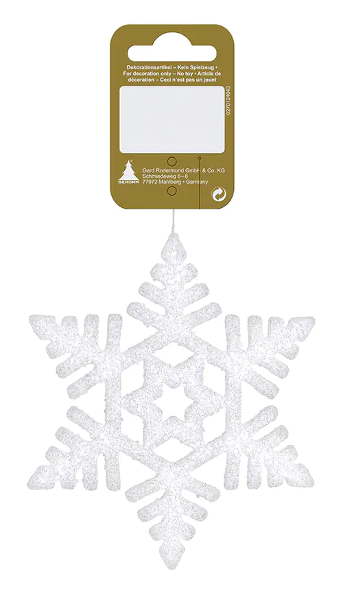 Hänger Schneeflocke aus Kunststoff weiß 10 cm