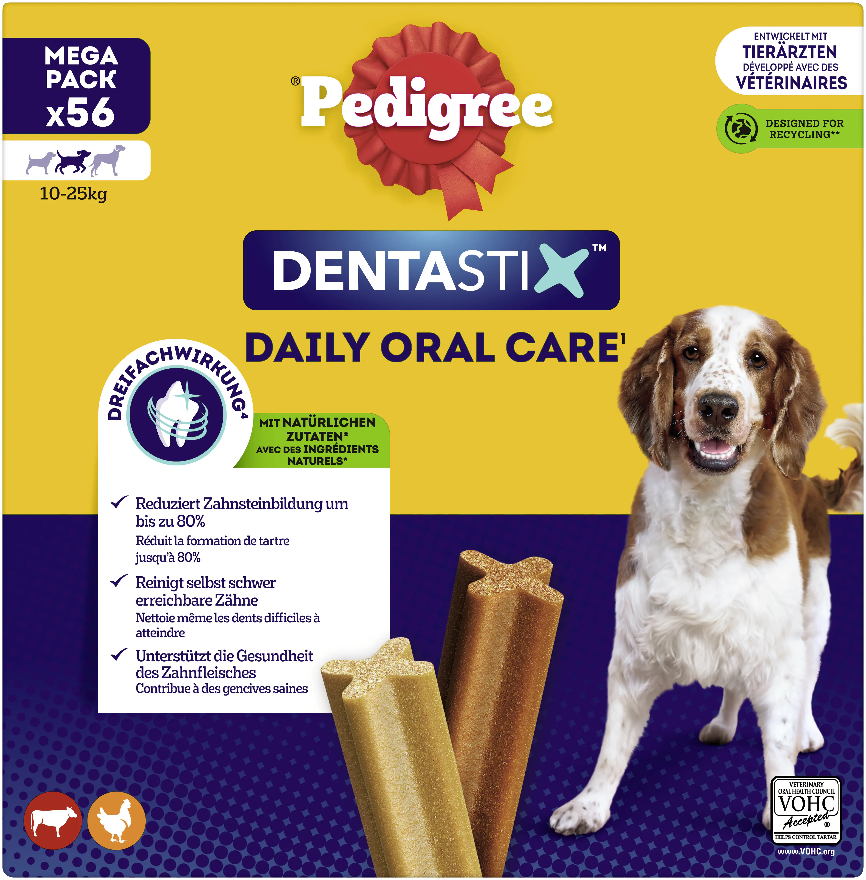 Pedigree Dentastix Beutel für mittlere Hunde Multipack 8 x 7 Stück