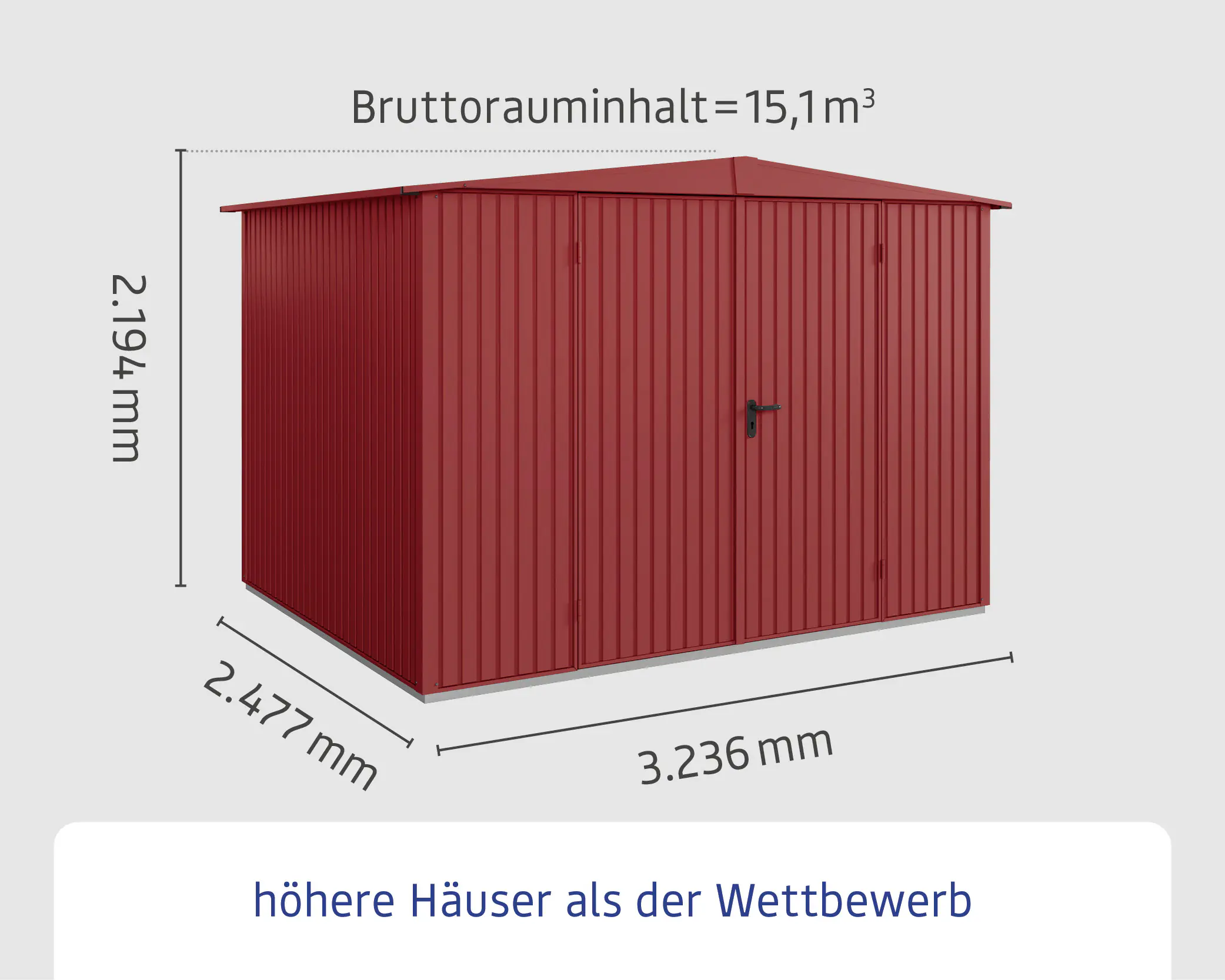 EcoStar Gerätehaus Trend-S Typ 3 purpurrot 323,6 x 247,7 x 219,4 cm