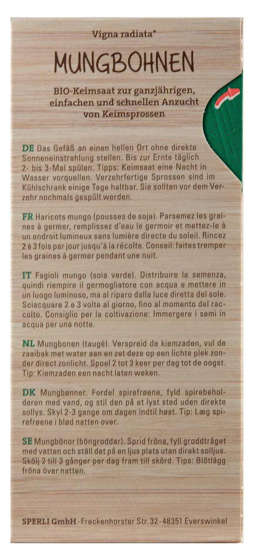 Sperli BIO Keimsprossen-Saat Mungbohnen