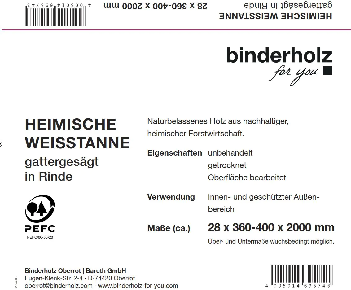 Massivholzbrett Weißtanne mit Baumkante 200 x 36 - 40  cm, 28 mm