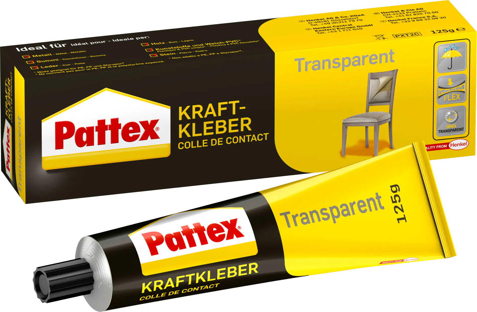 Pattex Kraftkleber Transparent 125 g Tube, transparent Pattex Kraftkleber Transparent 125 g Tube, transparent