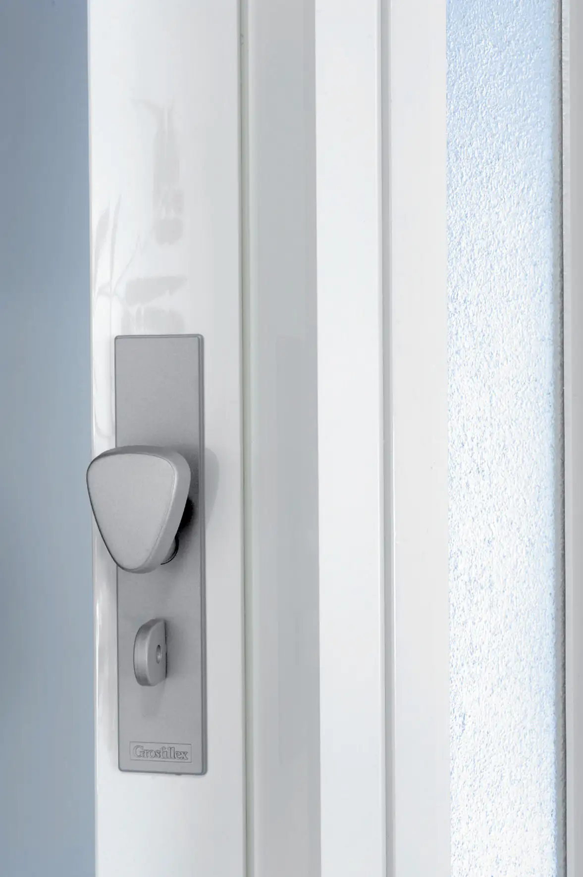 Grosfillex Falttür Larya weiß glänzend 84 x 205 cm mit Kunstglaseinsatz