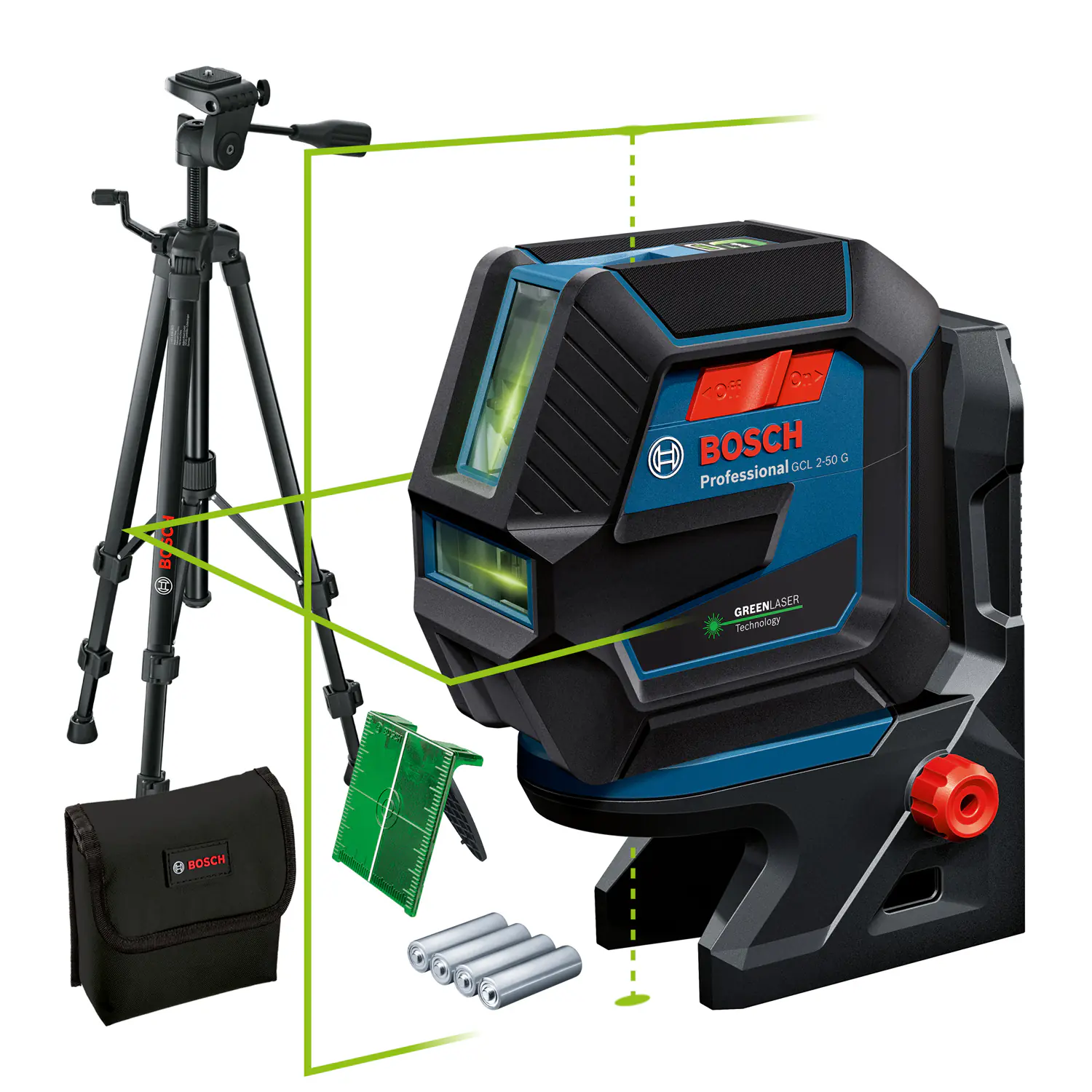 Bosch Professional Kombilaser GCL 2-50 G Set inkl. Stativ & Batterien Bosch Professional Kombilaser GCL 2-50 G Set inkl. Stativ & Batterien