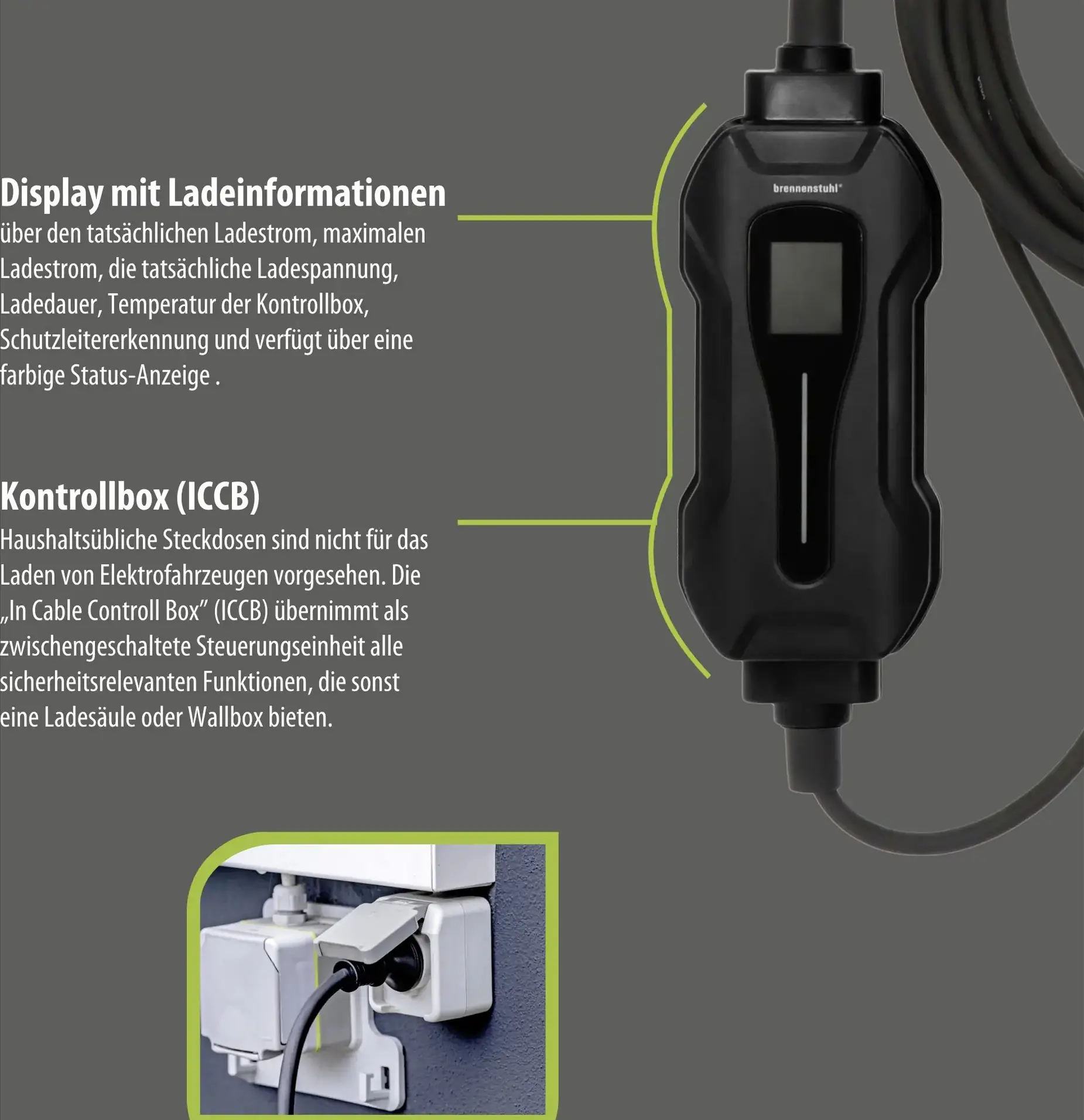 Brennenstuhl mobile Ladestation Wallbox Typ 2 2,3 kW 8 m Kabel