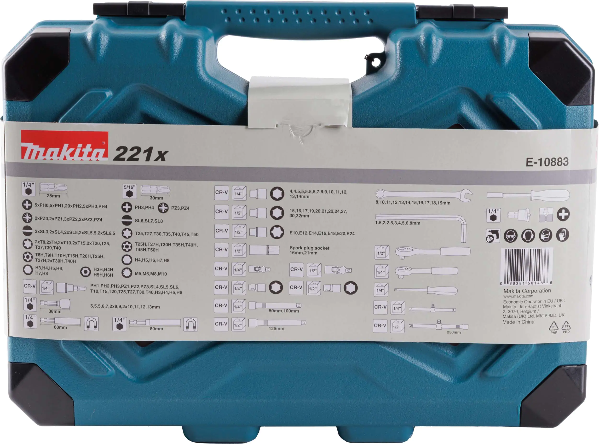 Makita Werkzeugkoffer E-10883 221-teilig 1/4" + 1/2" Makita Werkzeugkoffer E-10883 221-teilig 1/4" + 1/2"