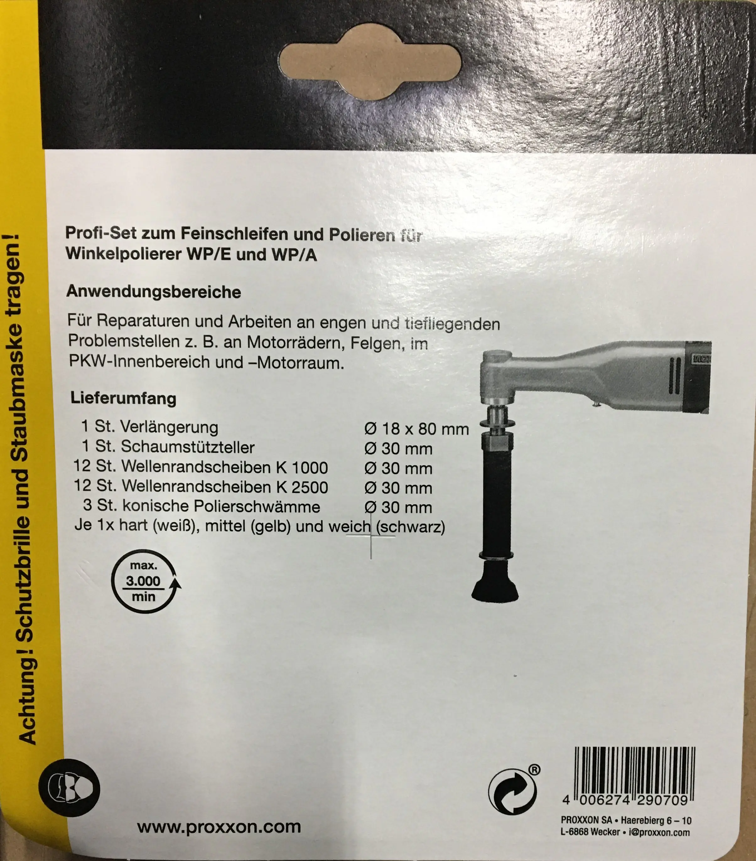 Proxxon Profi-Schleif- und Polierset mit Schleifteller Ø 30 mm und 80 mm Verlängerung