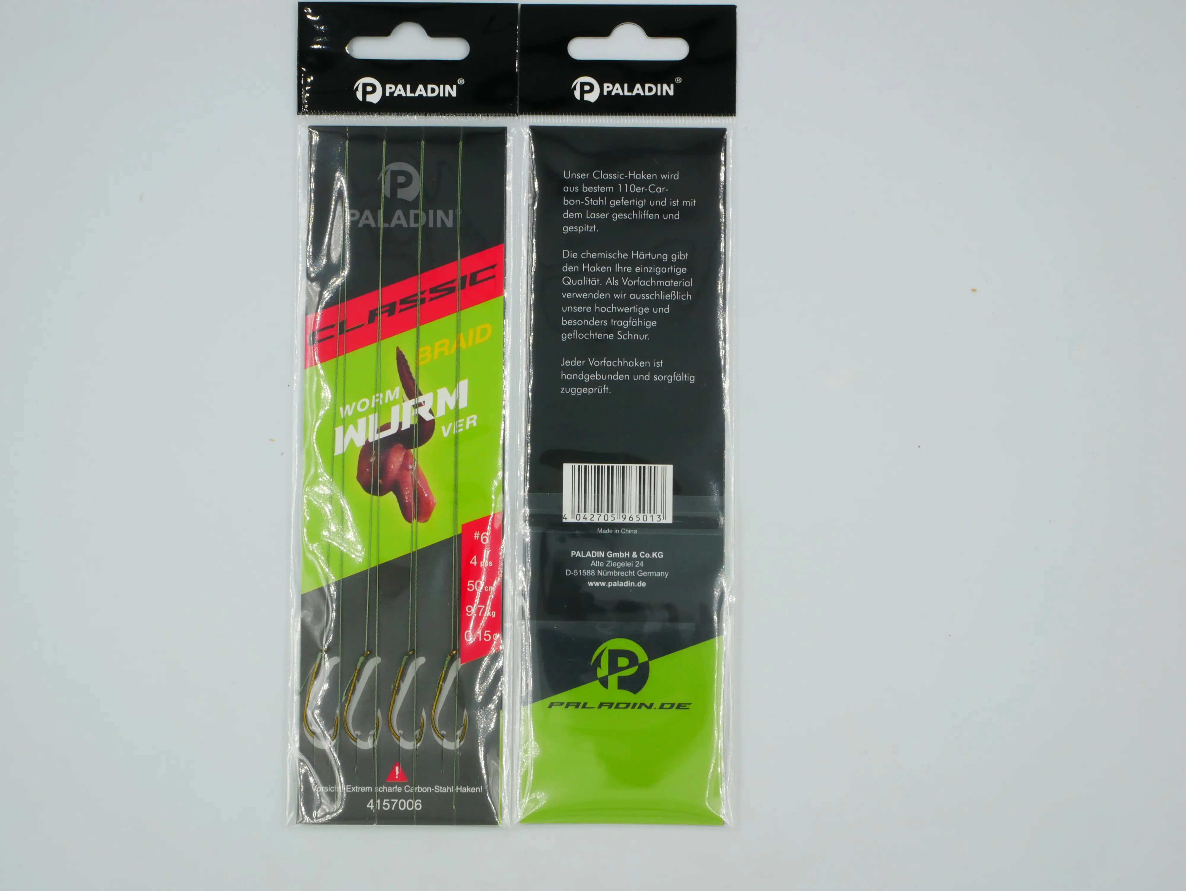 Paladin Wurmhaken gebunden geflochten Größe 6 4 Stück gold