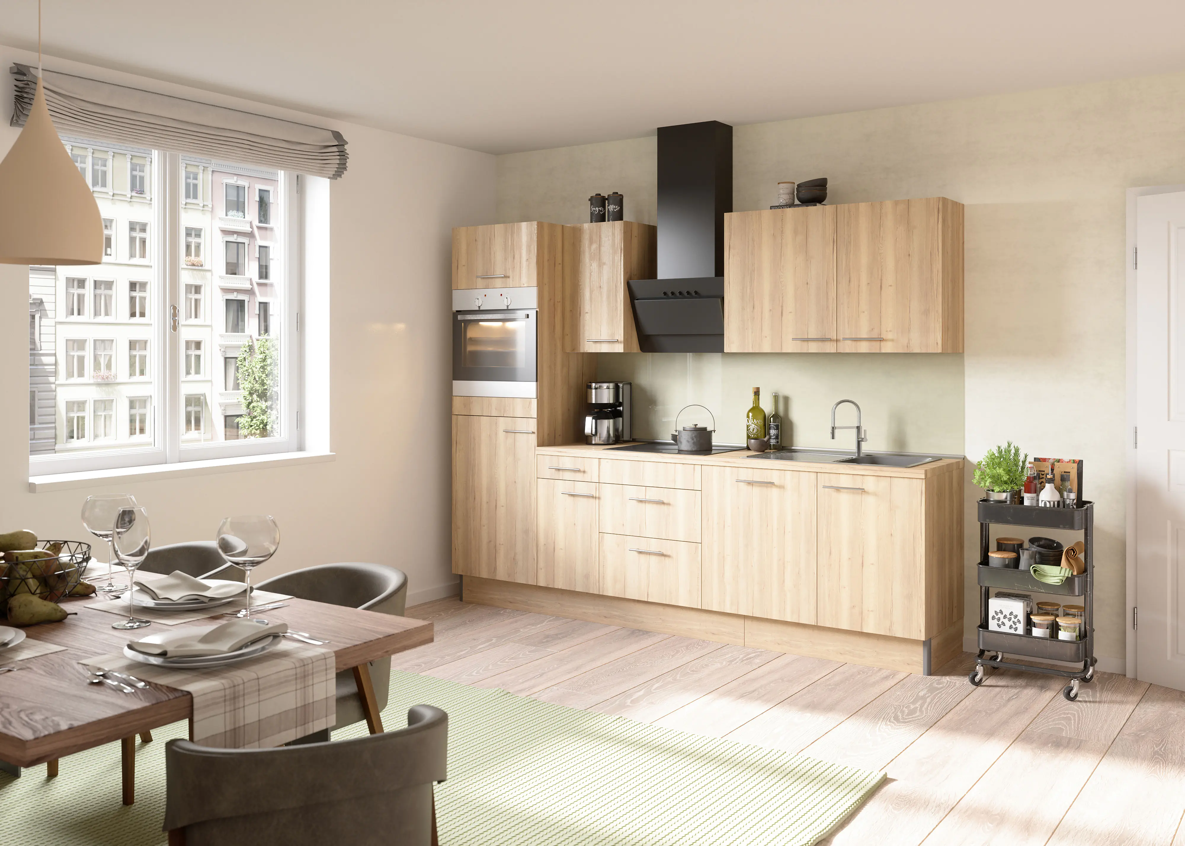 Optifit Erik Küchenzeile mit E-Geräte Wildeiche 270 cm