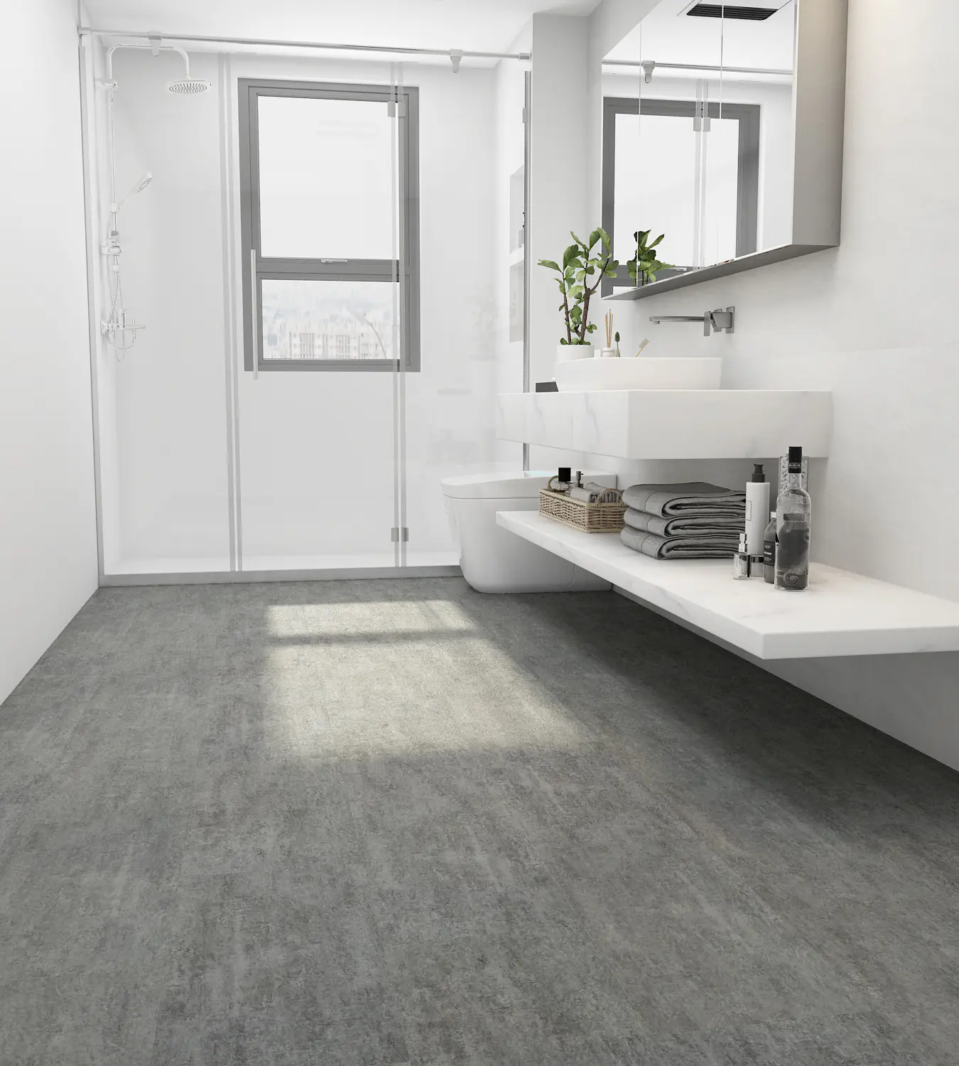 TrendLine Vinylboden Fliese mit Trittschalldämmung Betonoptik grau