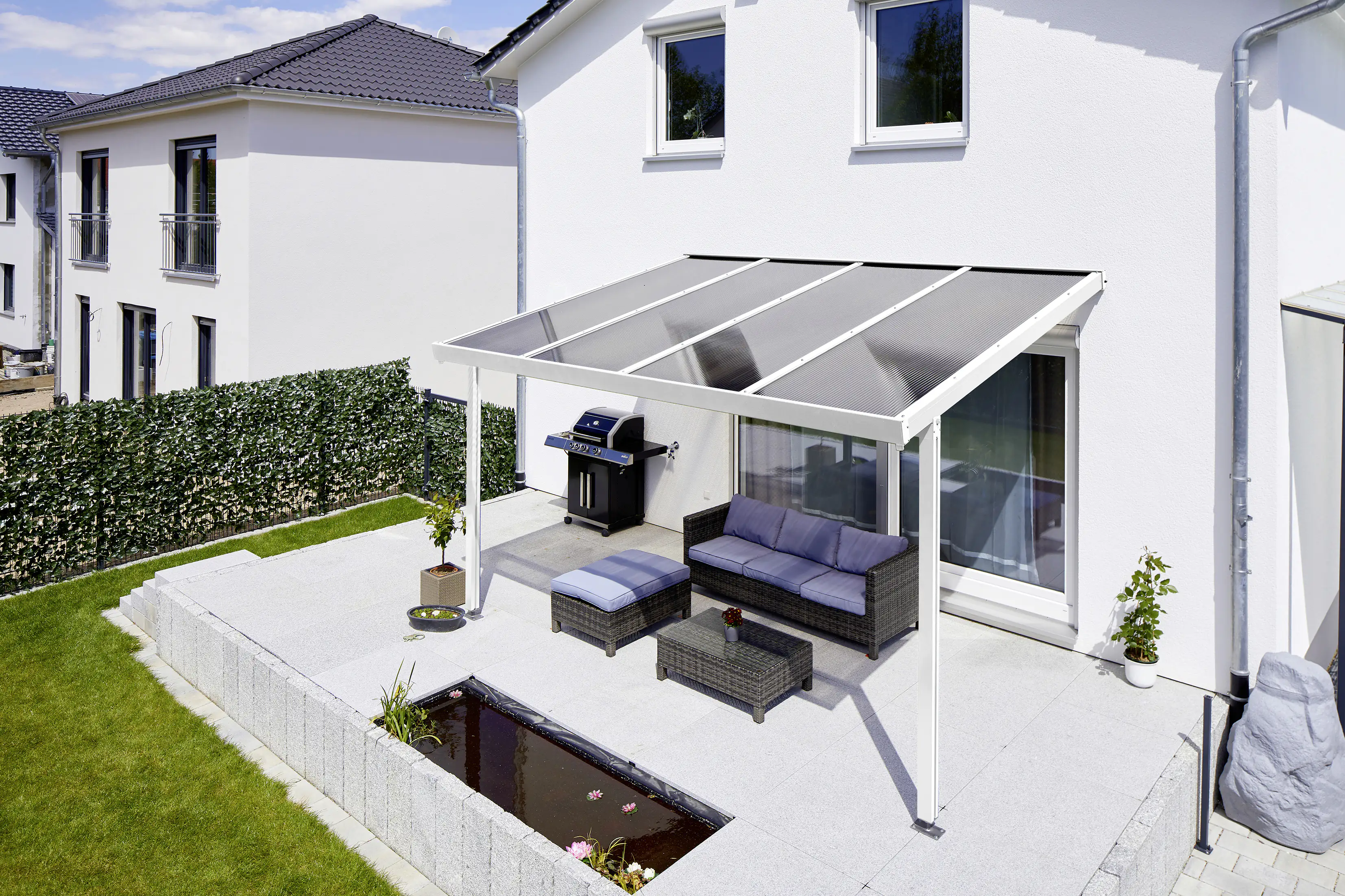 Gutta Premium Terrassendach 410,2 x 306 cm weiß PC bronce 16 mm