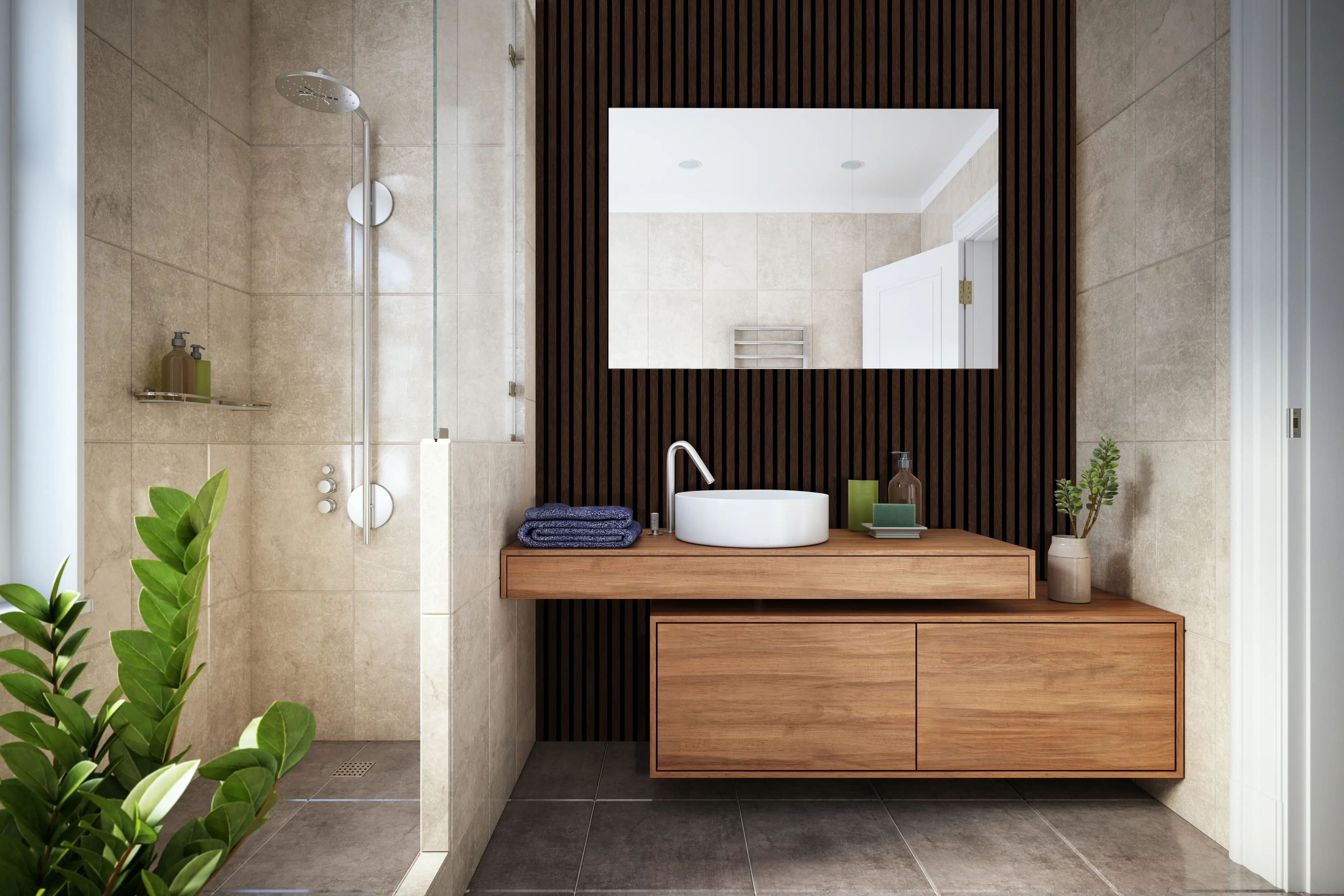 Neuhofer Akustikpaneel Eiche foliert 240 x 57,2 x 1,9 cm braun medium