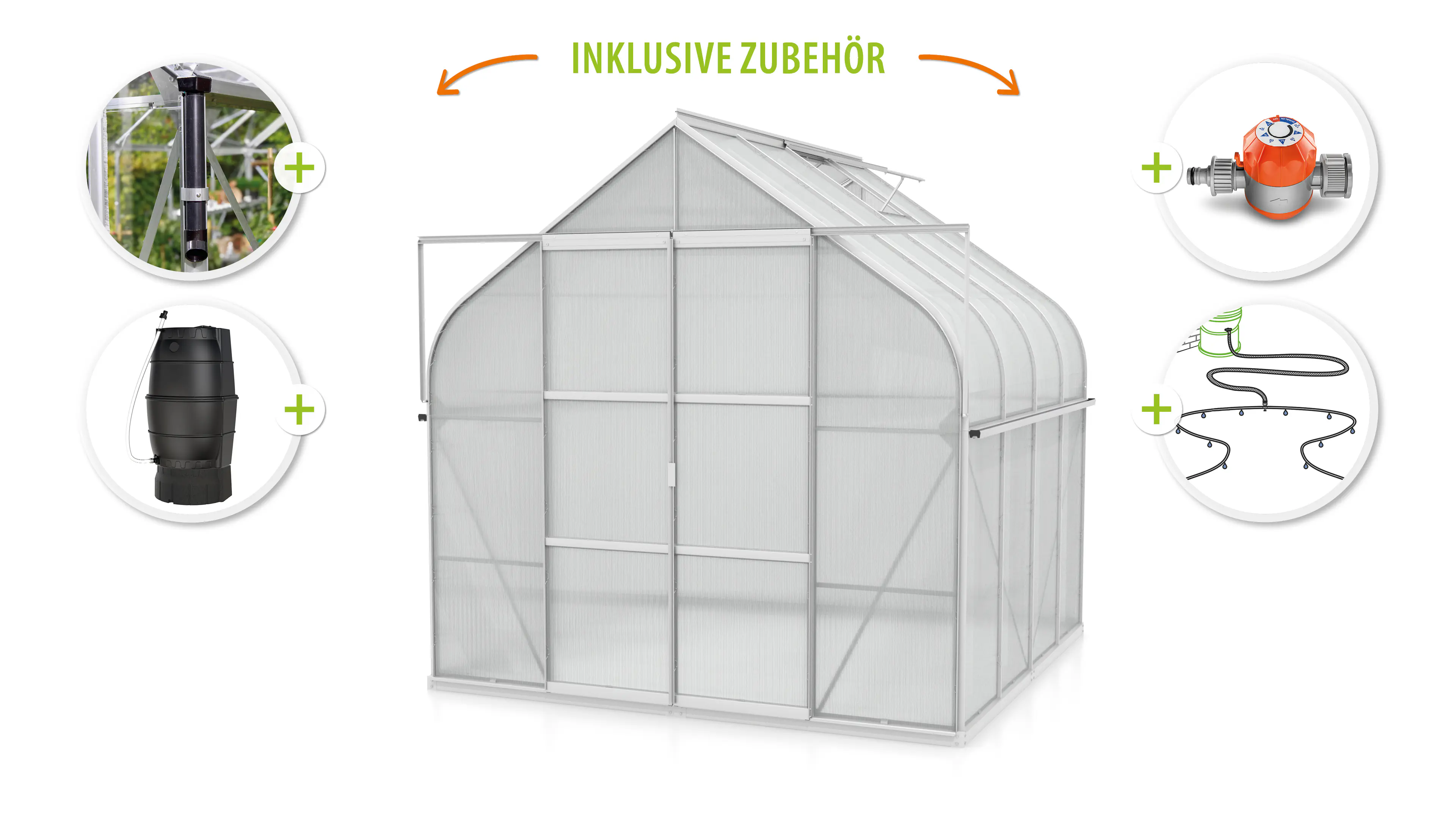 Vitavia Gewächshaus-Set Dione 6700 HKP 4 mm alu 254 x 254 cm 