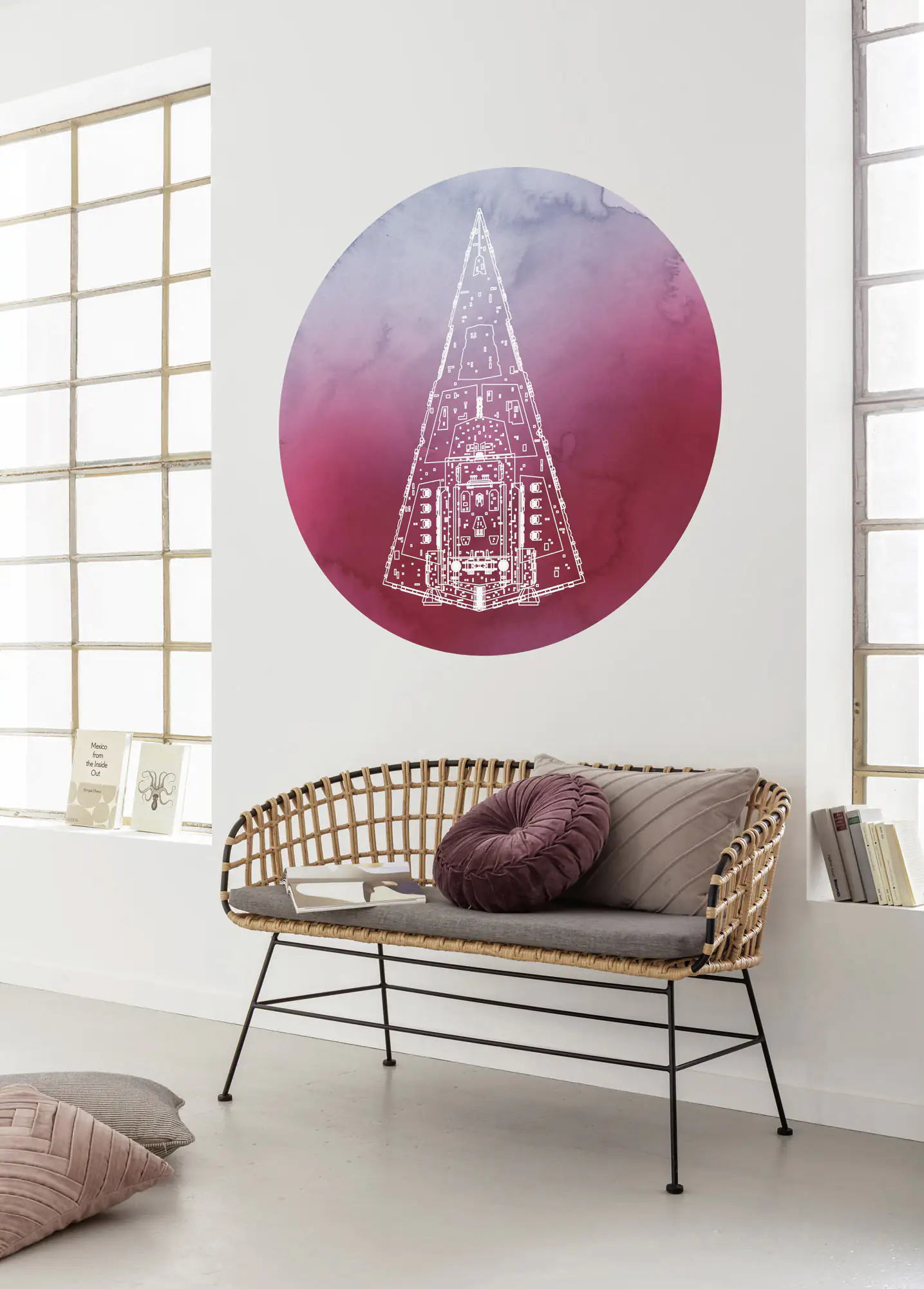 Komar Vlies Fototapete Dot SW Star Destroyer Ø 128 cm, selbstklebend