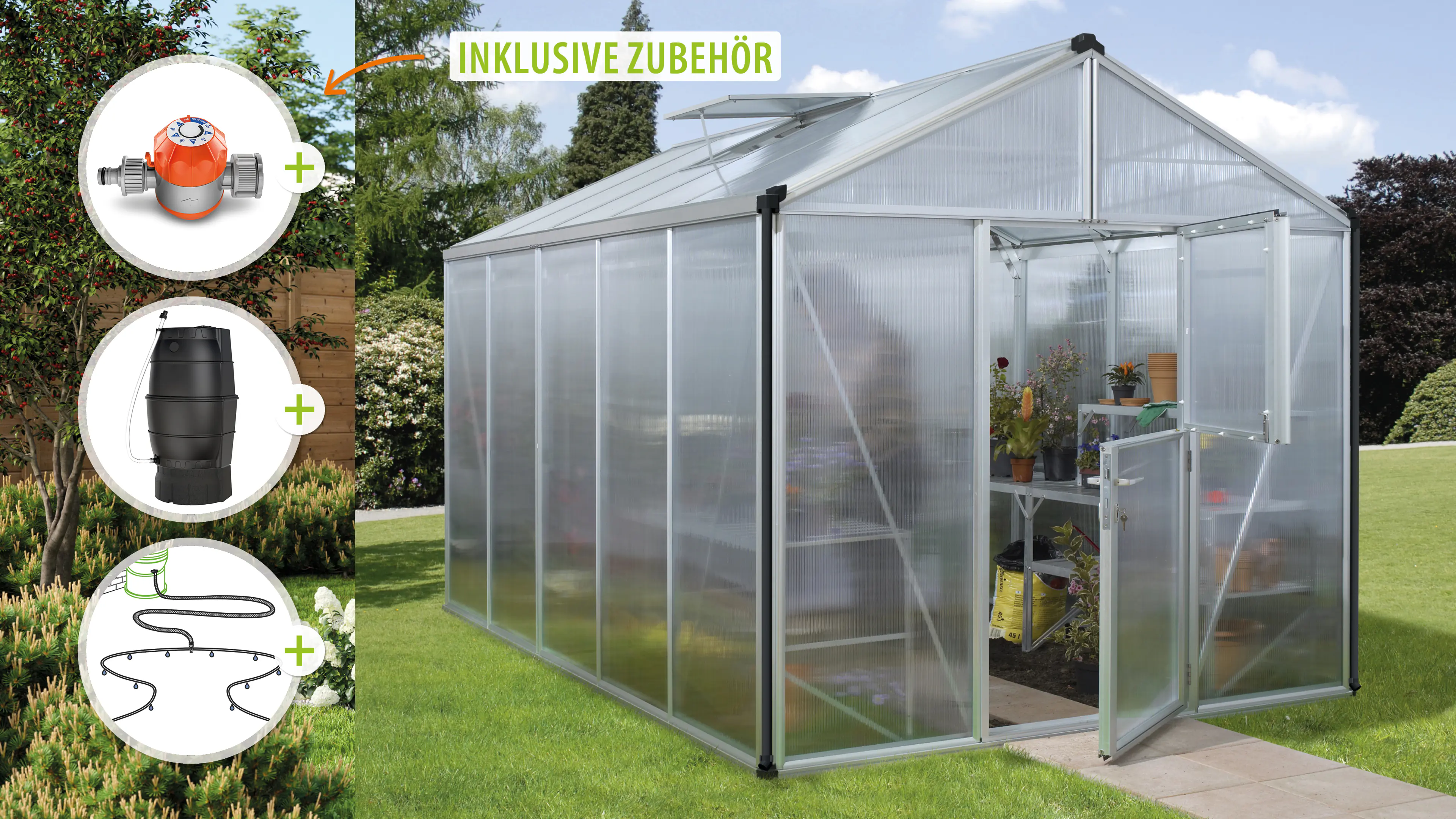Vitavia Gewächshaus-Set Zeus 10000 HKP 16 mm alu 266 x 398 cm 