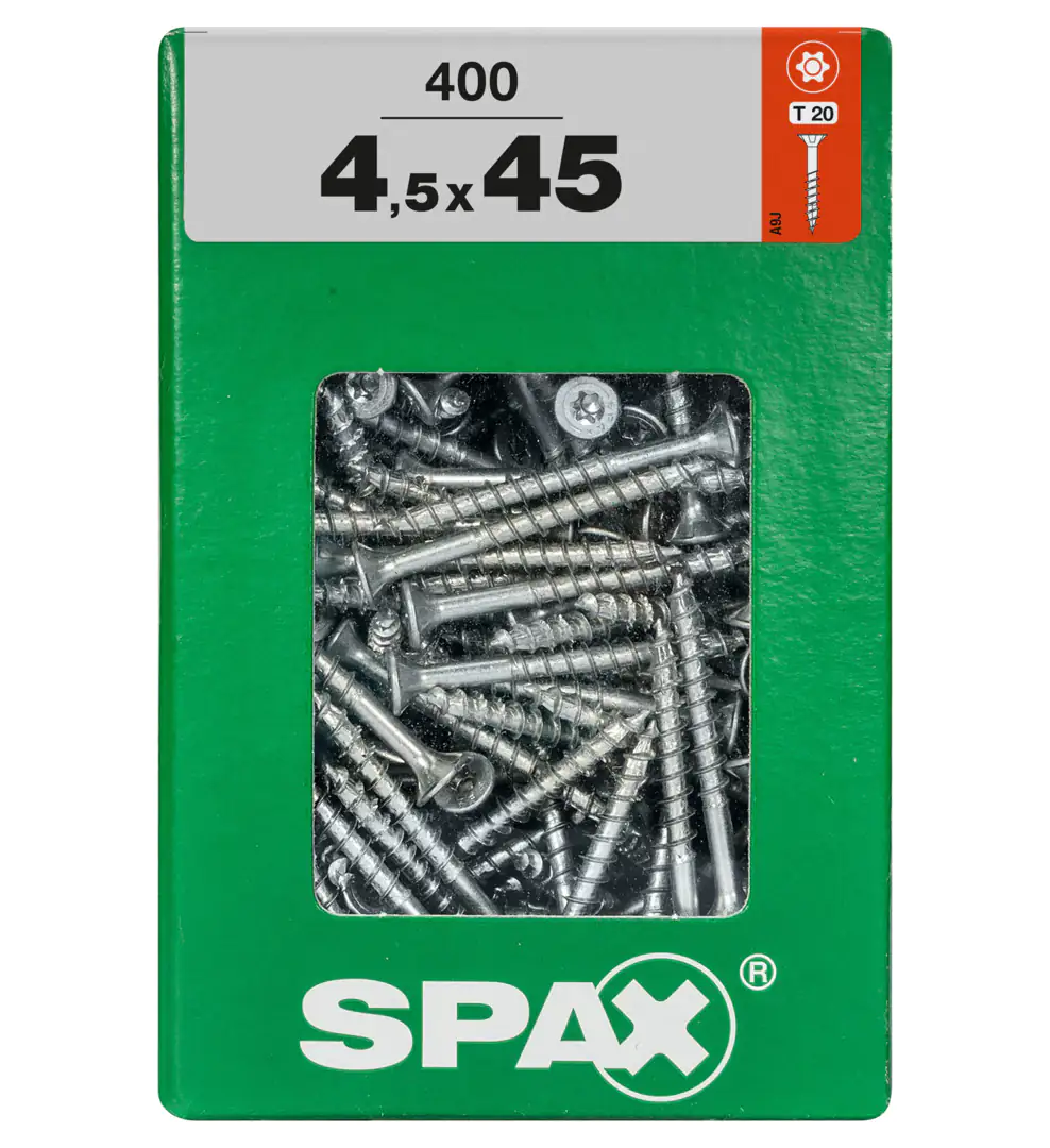 Spax Universalschrauben 4.5 x 45 mm TX 20 - 400 Stk. Spax Universalschrauben 4.5 x 45 mm TX 20 - 400 Stk.